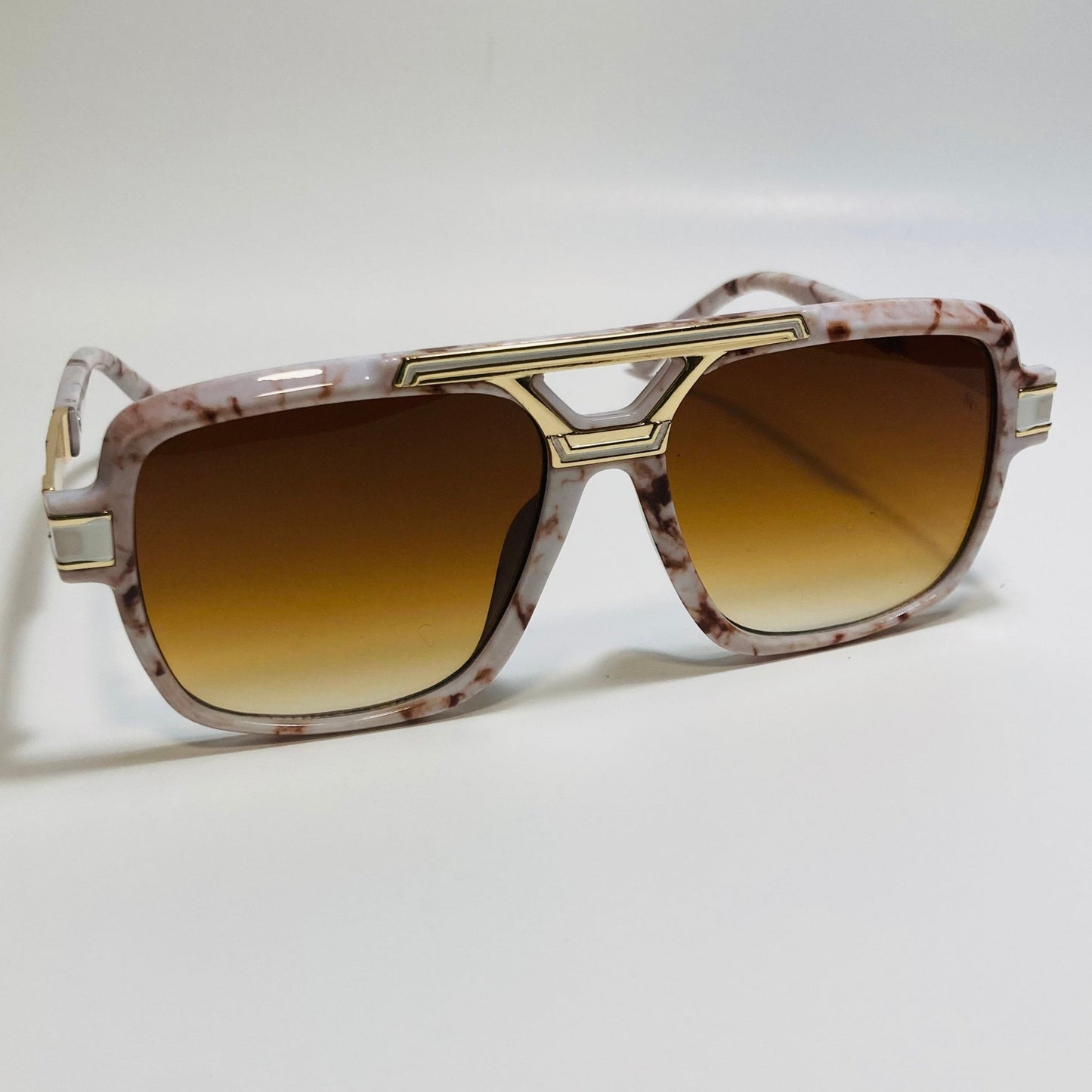 mens white and brown square gazelle sunglasses