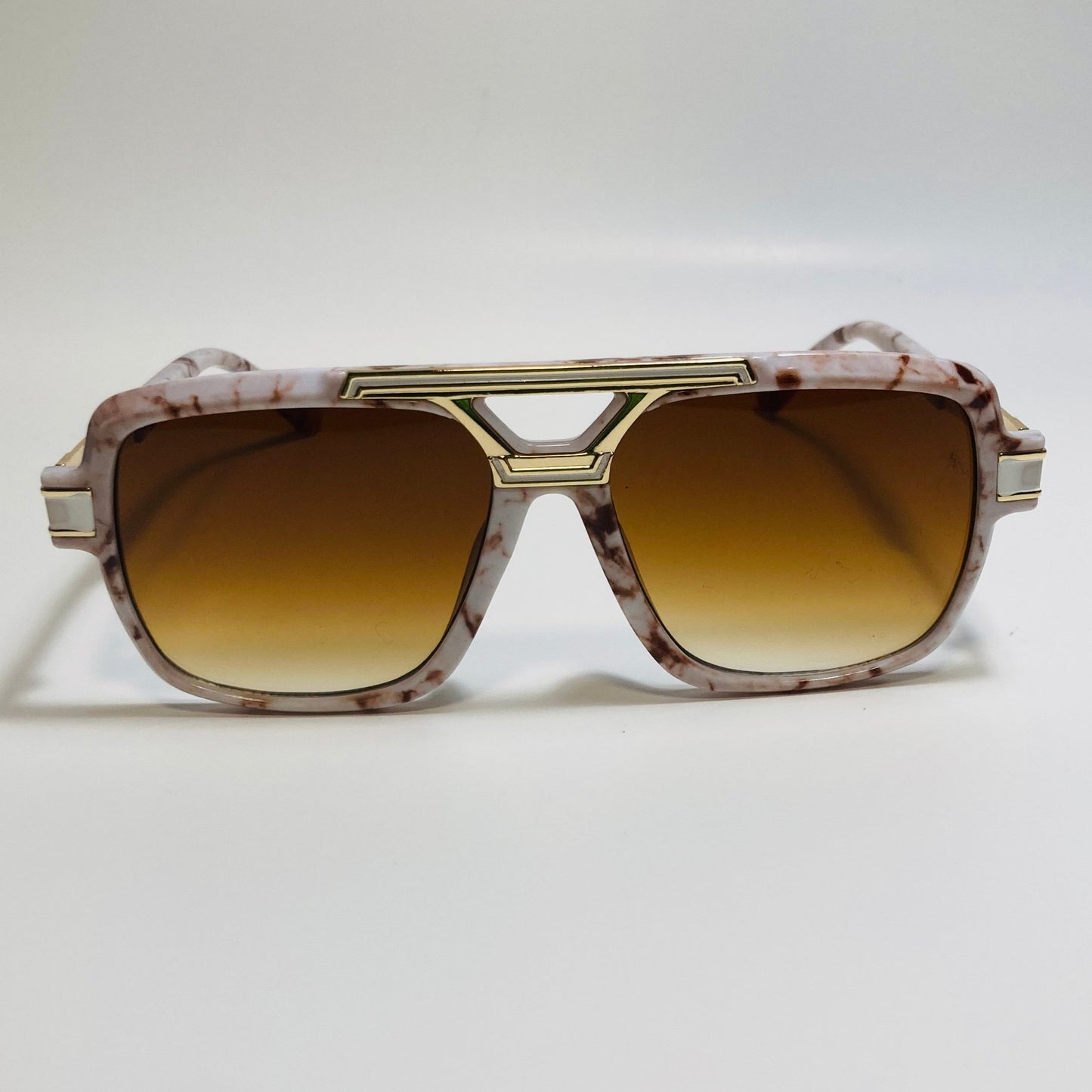 mens white and brown square gazelle sunglasses