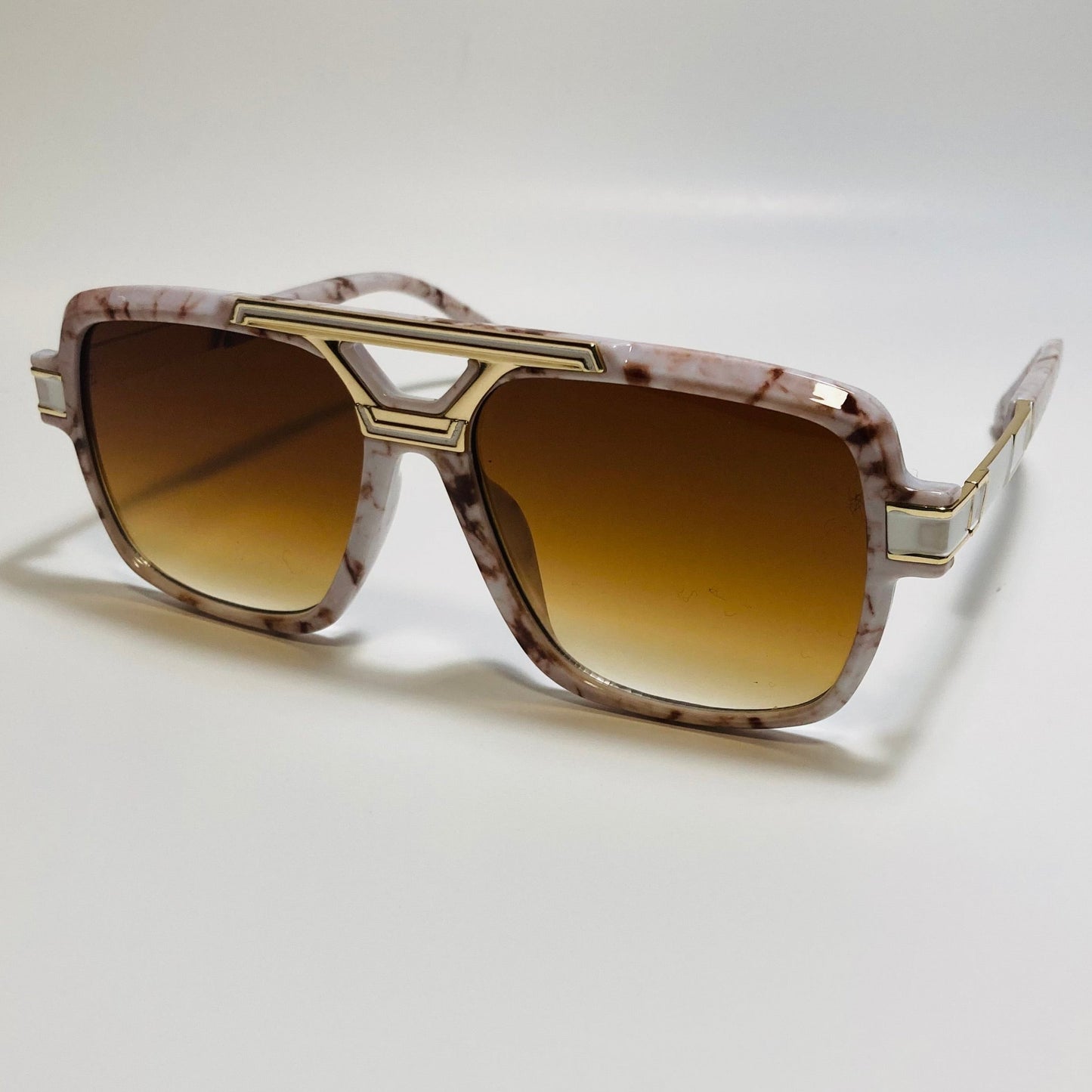 mens white and brown square gazelle sunglasses