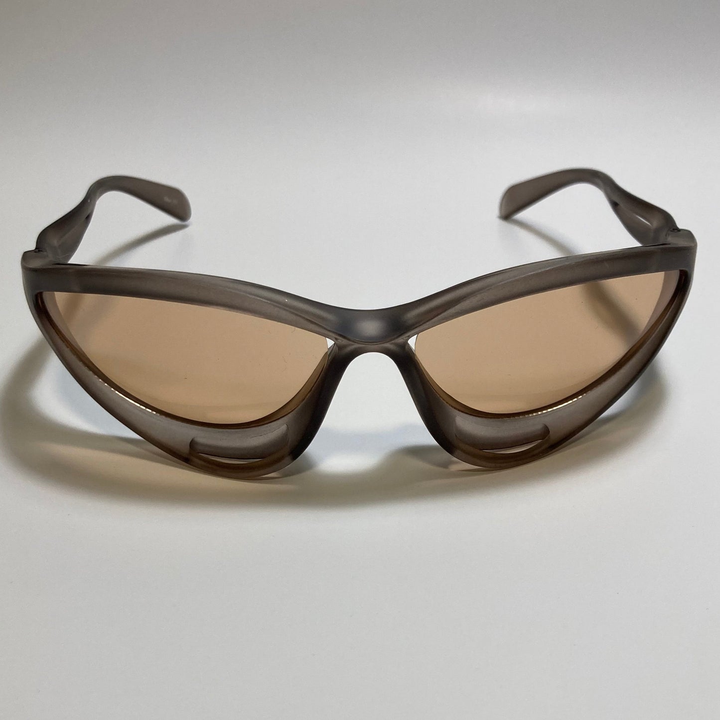 mens and womens clear brown and beige lens futuristic sunglasses