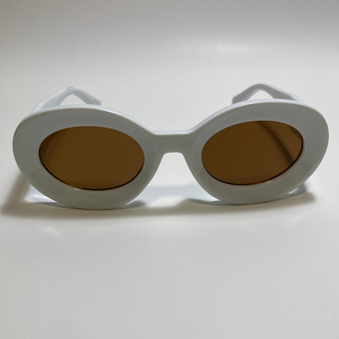 white frame brown lens round womens MCM sunglasses with chunky frame