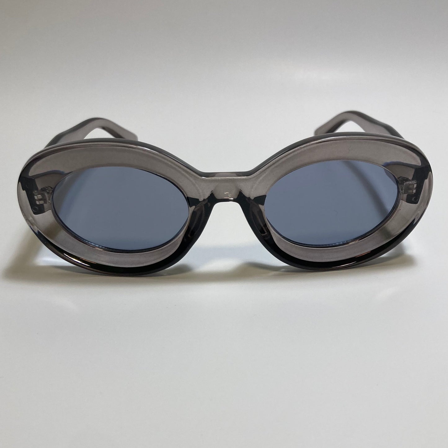 clear gray round womens MCM sunglasses with chunky frame