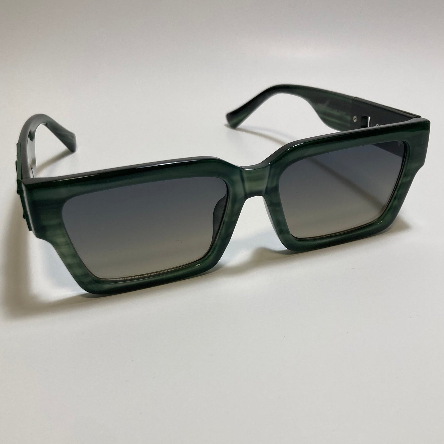 green frame gray lens rectangle Y2K Sunglasses