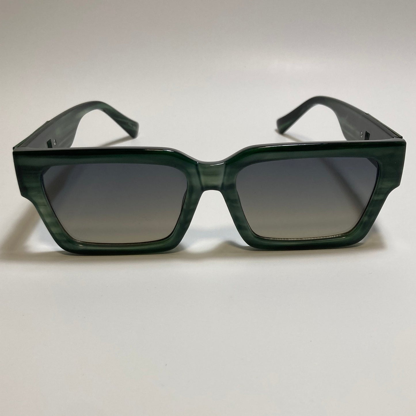 green frame gray lens rectangle Y2K Sunglasses