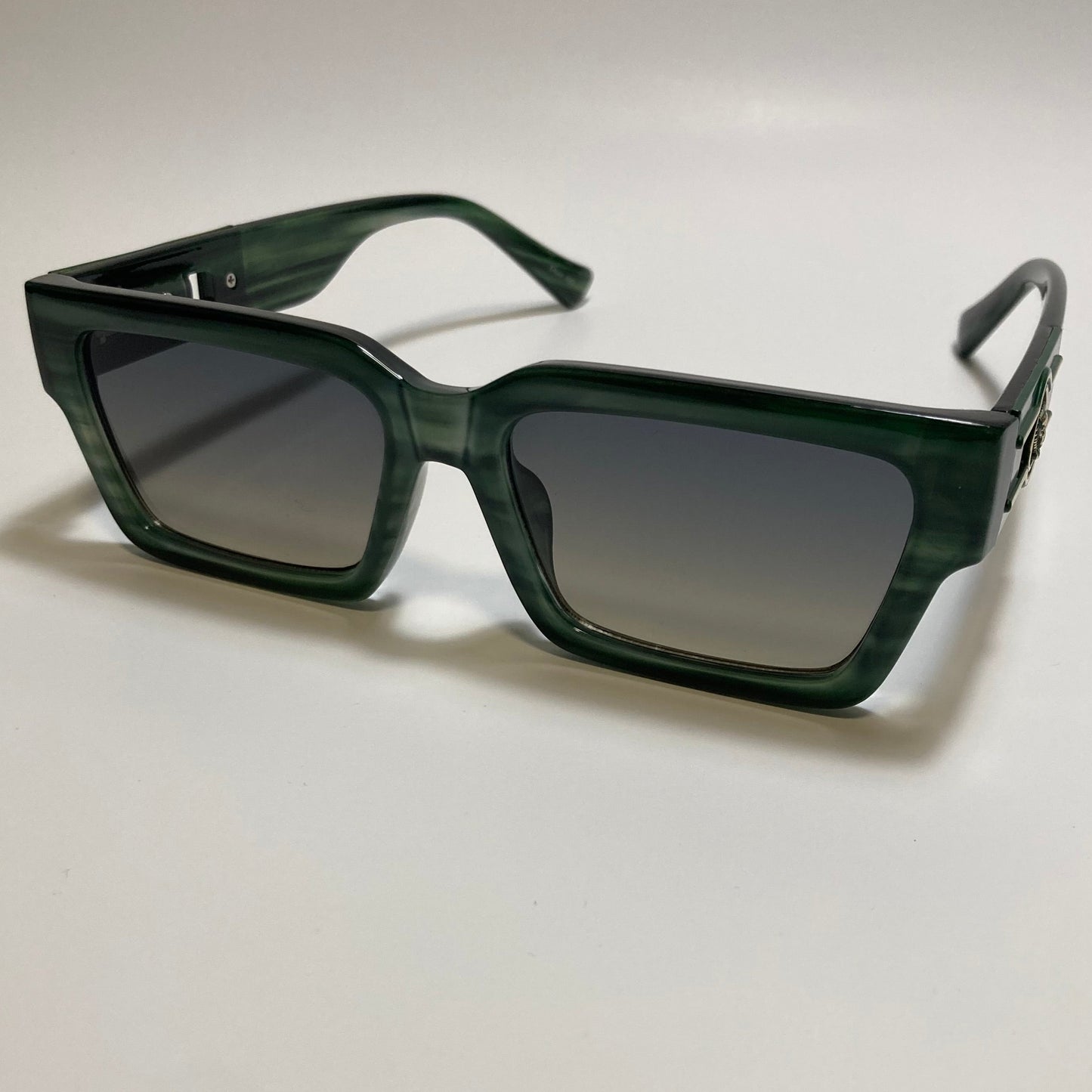 green frame gray lens rectangle Y2K Sunglasses