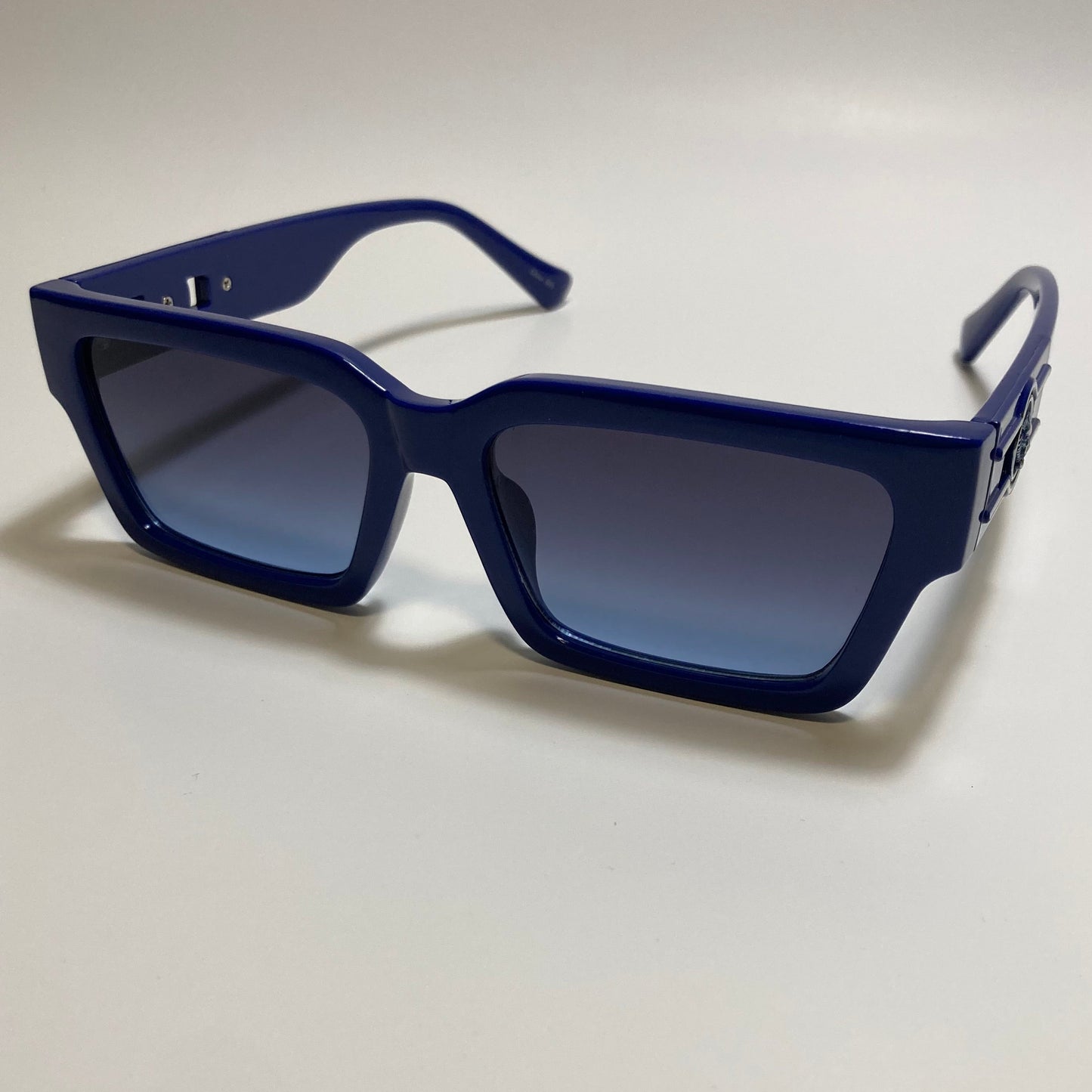blue frame blue and gray lens rectangle Y2K Sunglasses