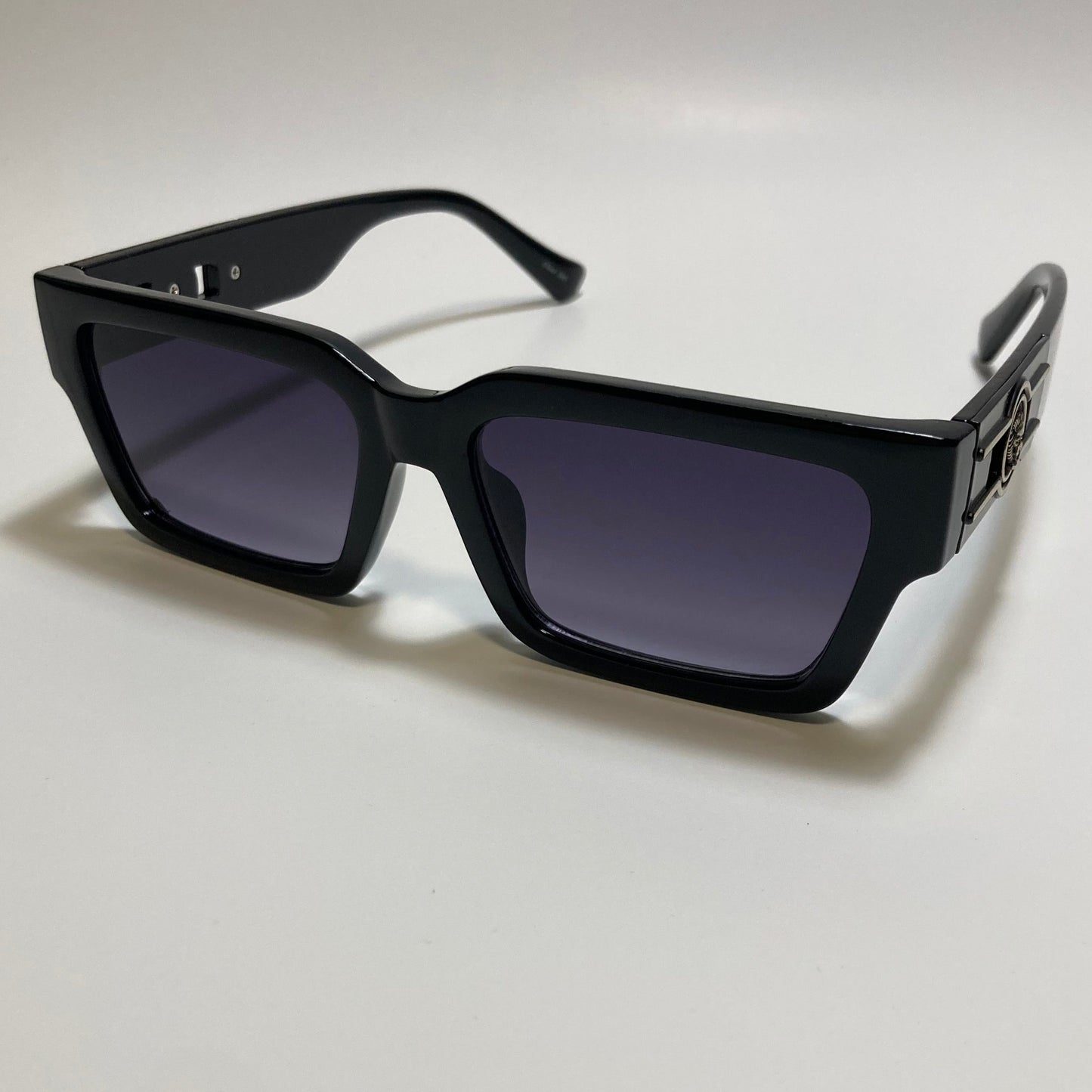 black frame gray lens rectangle Y2K Sunglasses