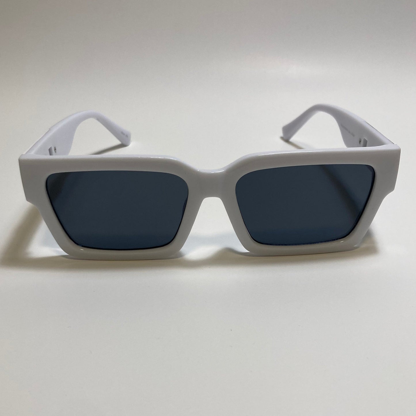 white frame black lens rectangle Y2K Sunglasses