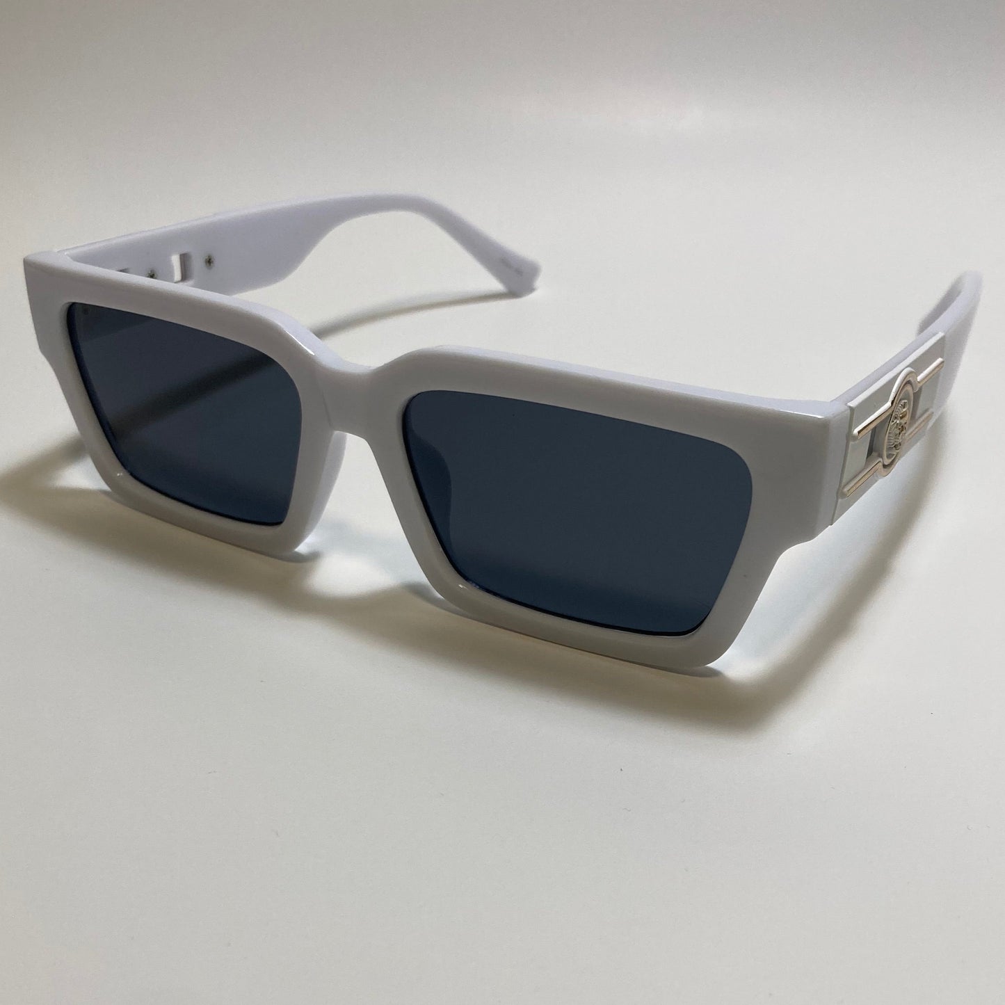 white frame black lens rectangle Y2K Sunglasses