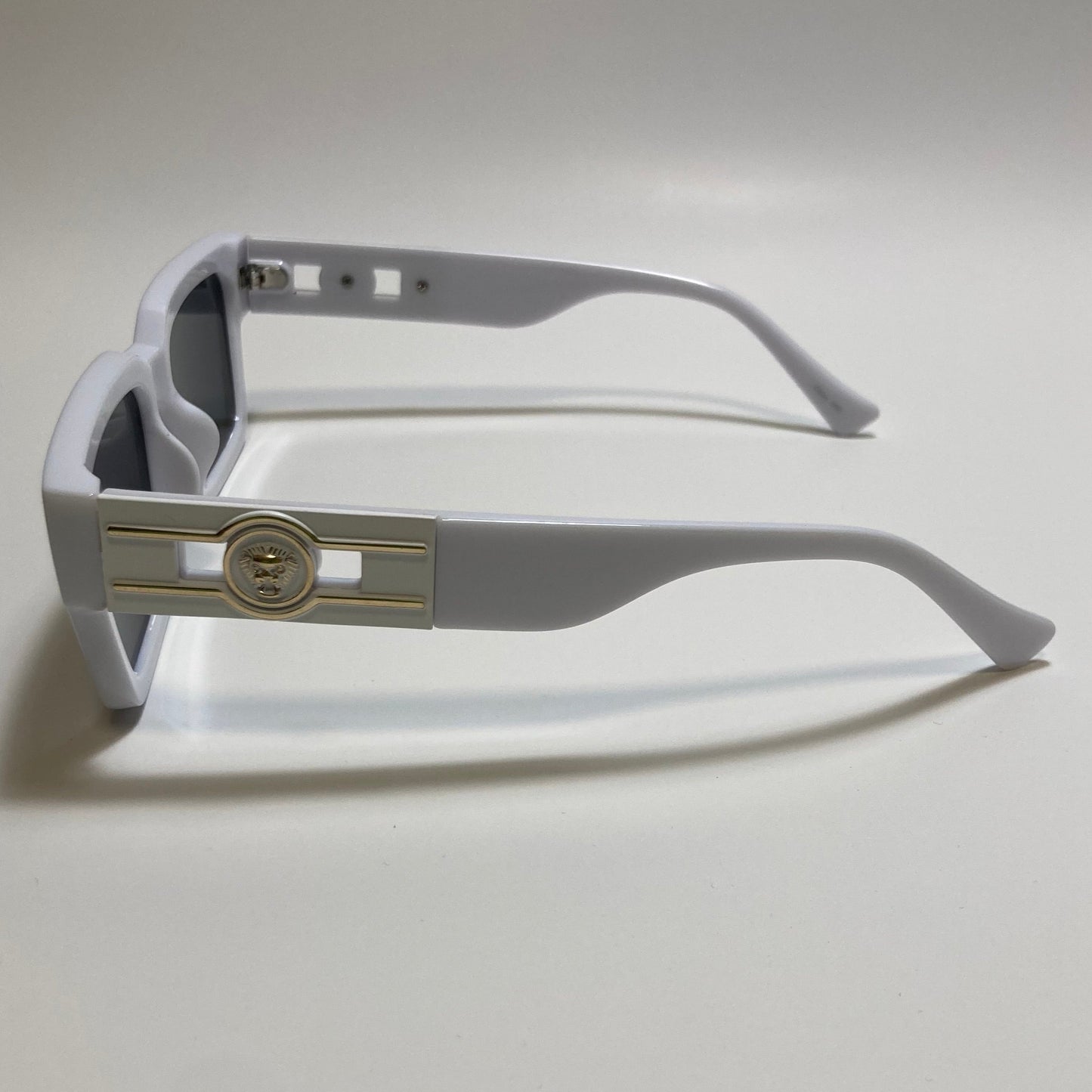 white frame black lens rectangle Y2K Sunglasses