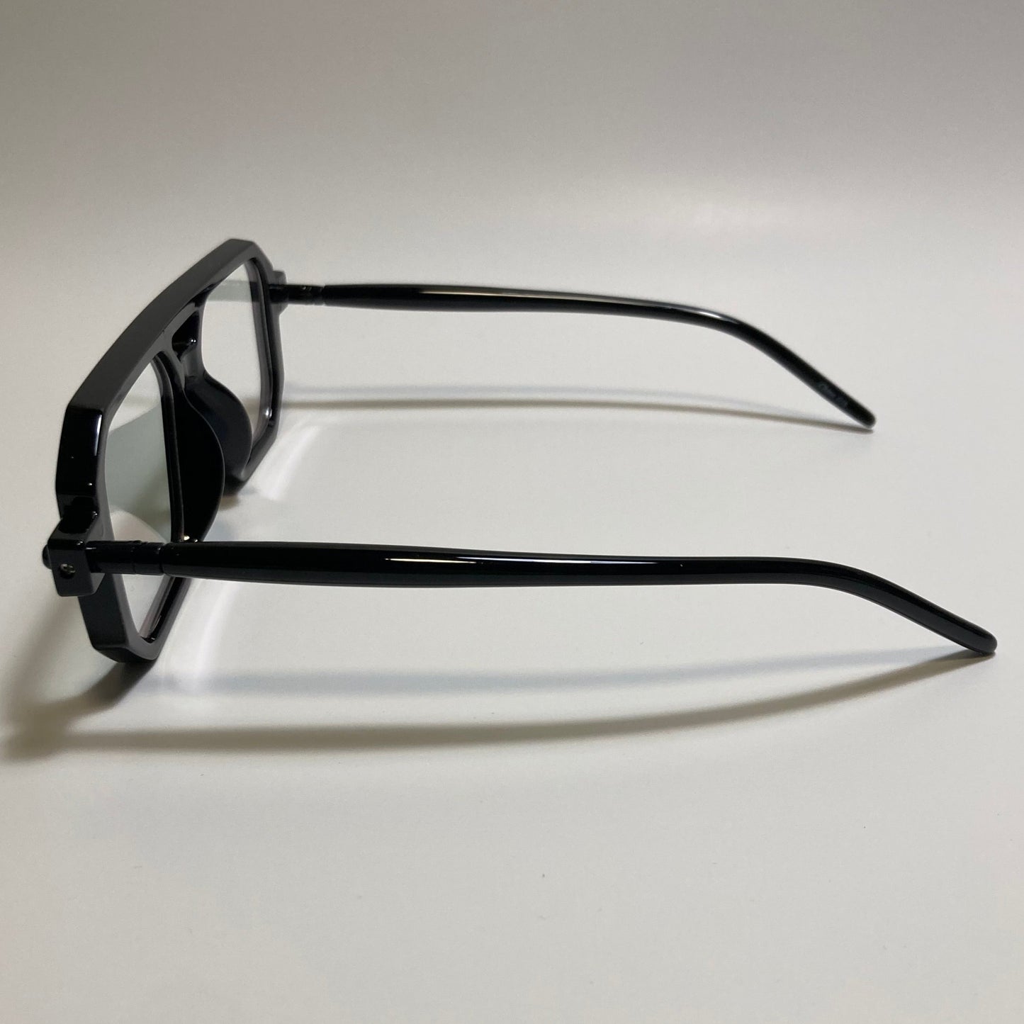 black frame clear lenses square aviator 70s sunglasses