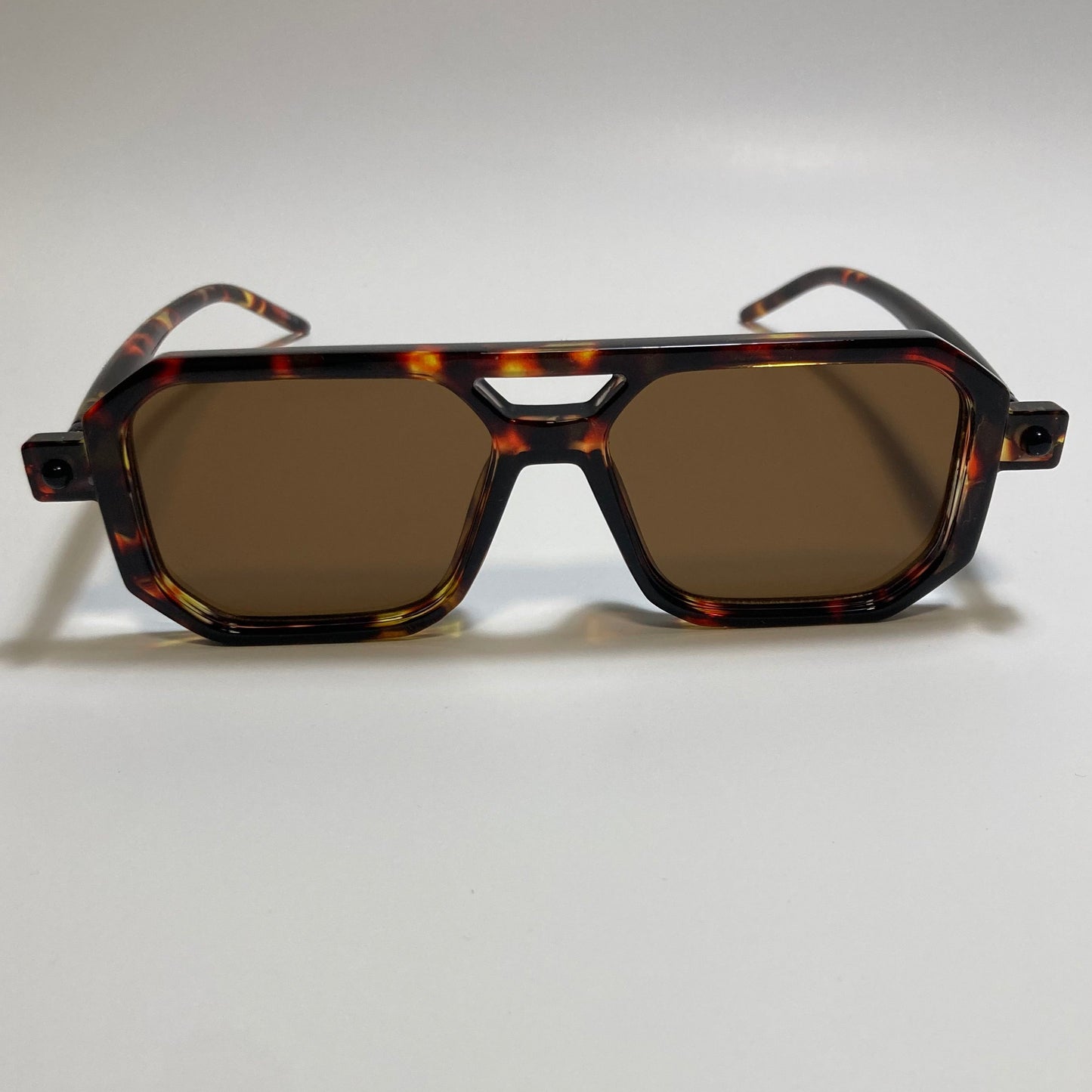 brown frame brown lenses square aviator 70s sunglasses