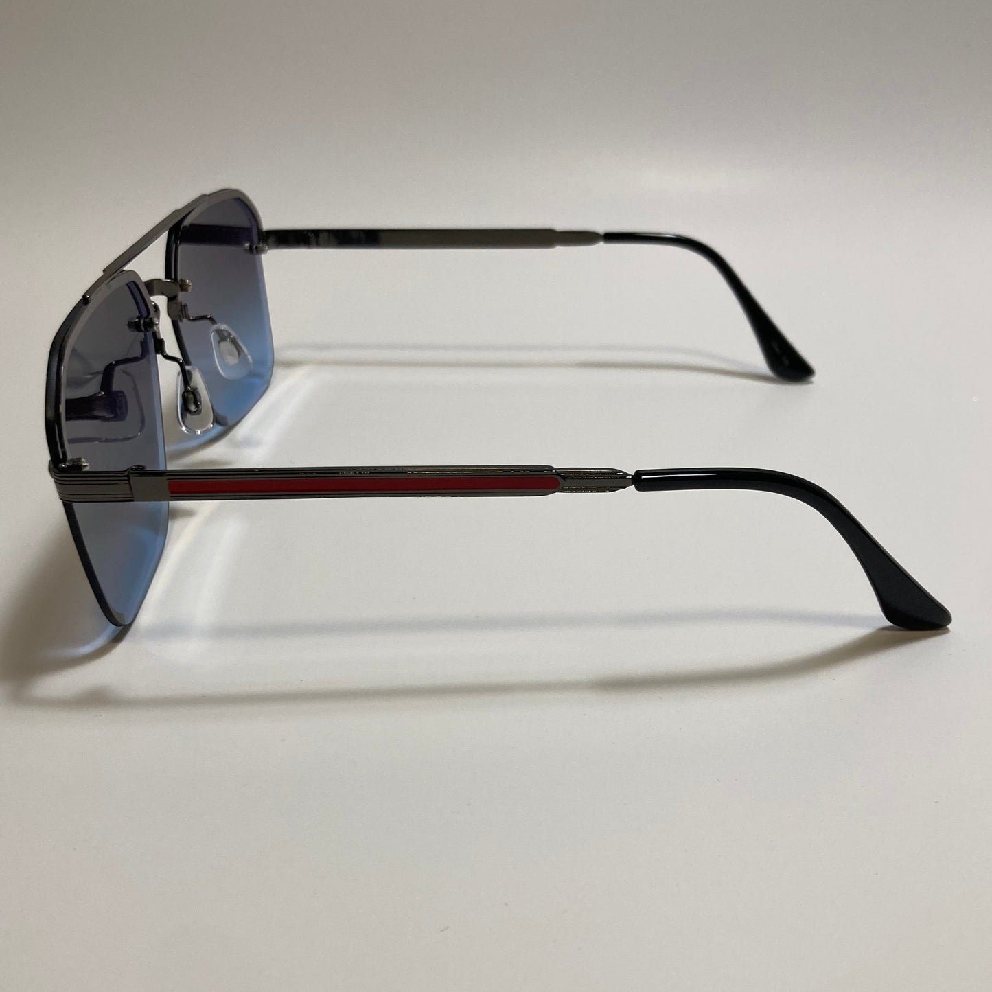 unisex gray and blue half rim aviator sunglasses