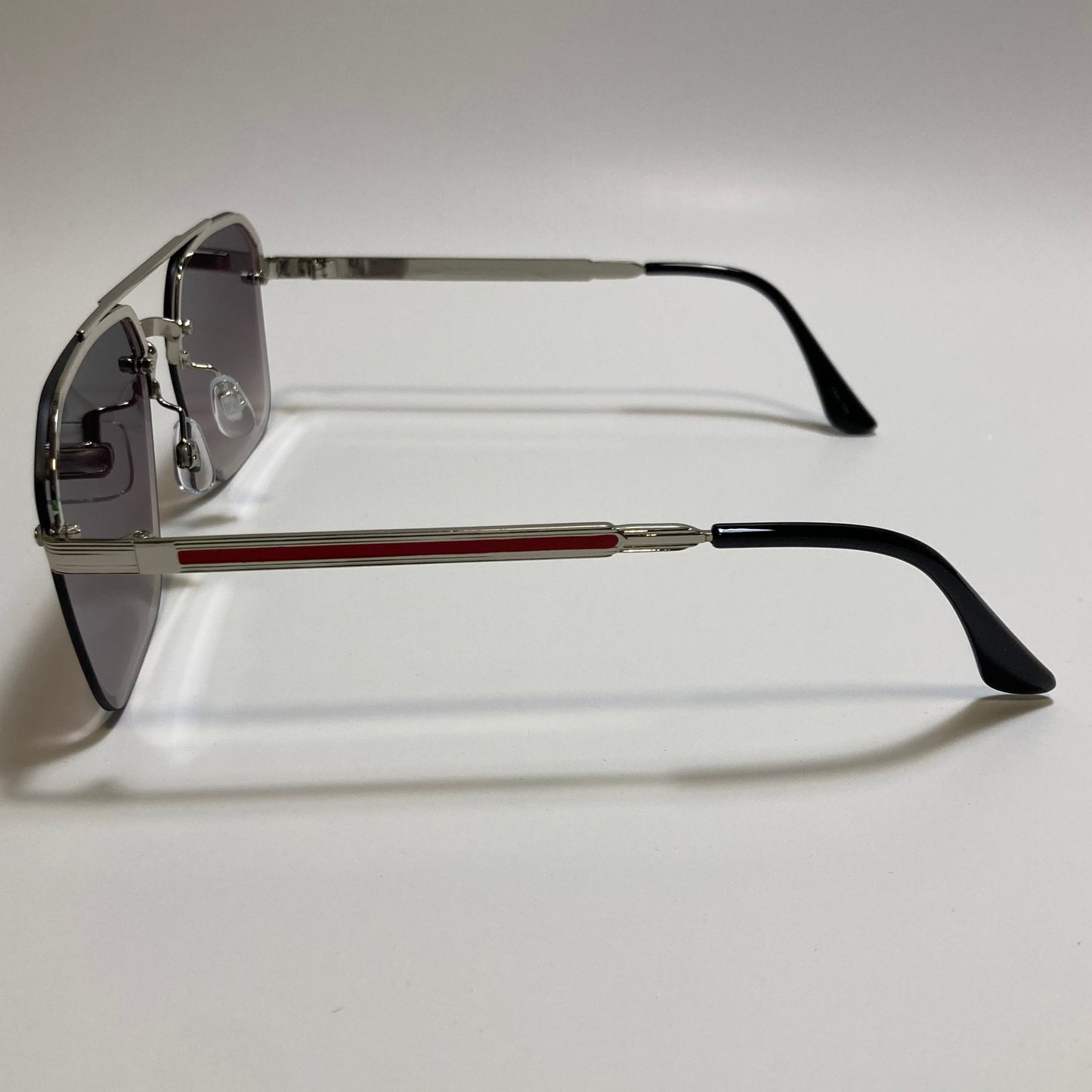 unisex silver and black half rim aviator sunglasses