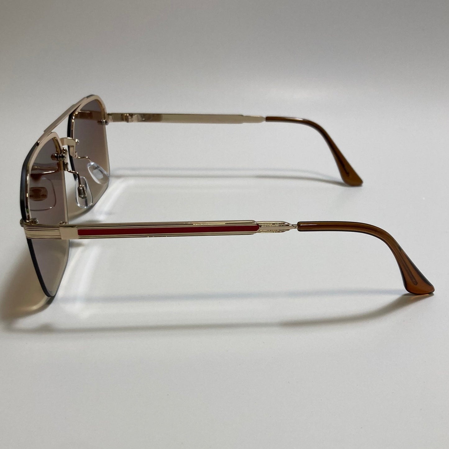 unisex gold and brown half rim aviator sunglasses