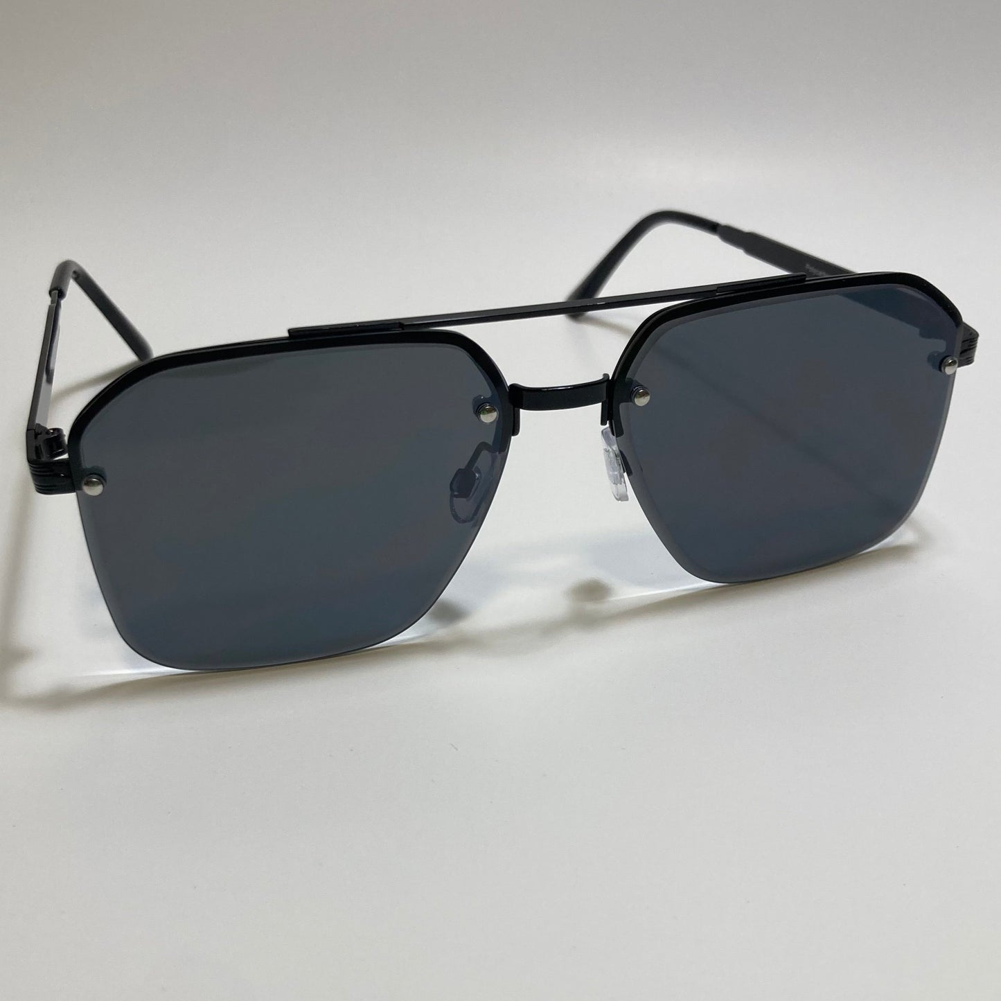 unisex black half rim aviator sunglasses
