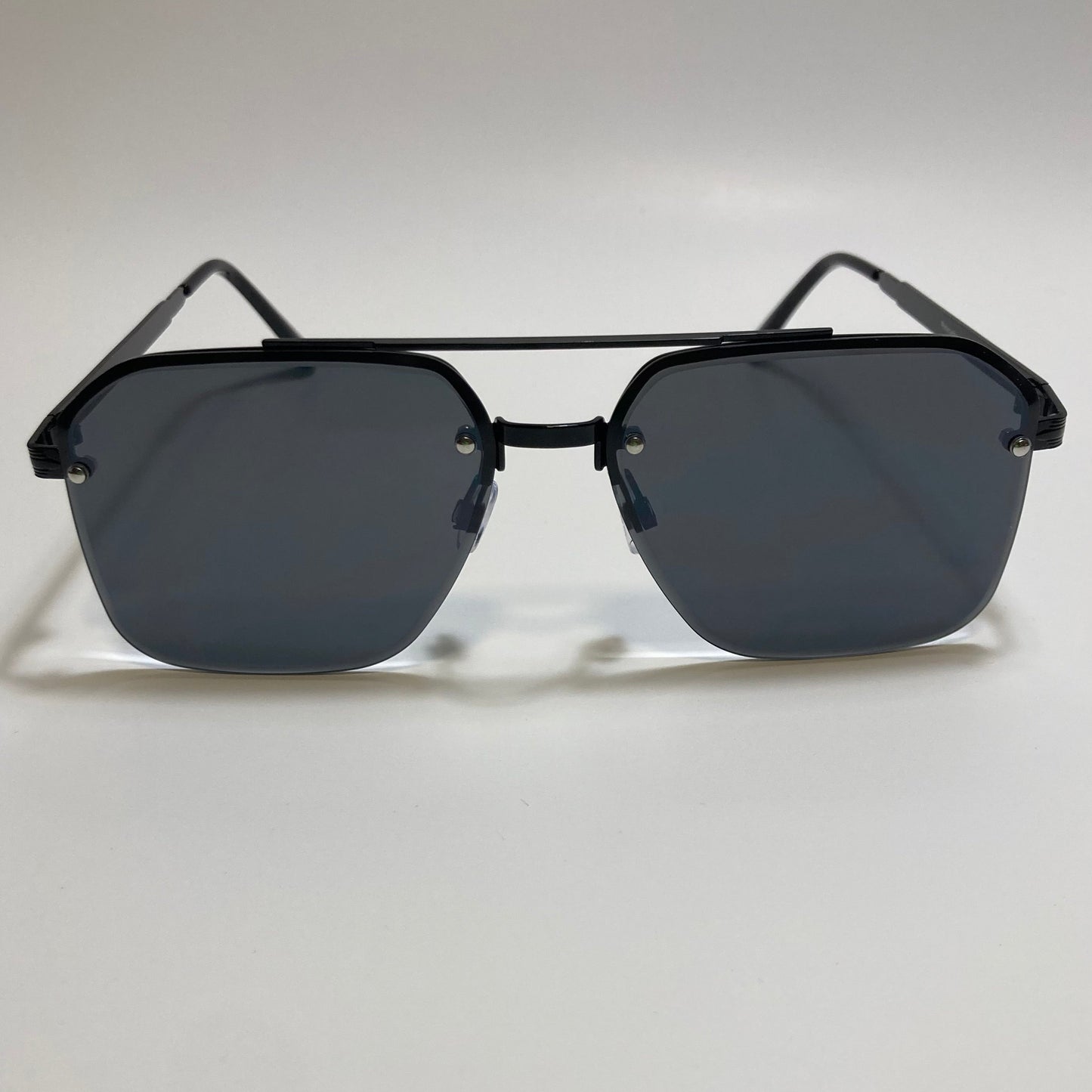 unisex black half rim aviator sunglasses