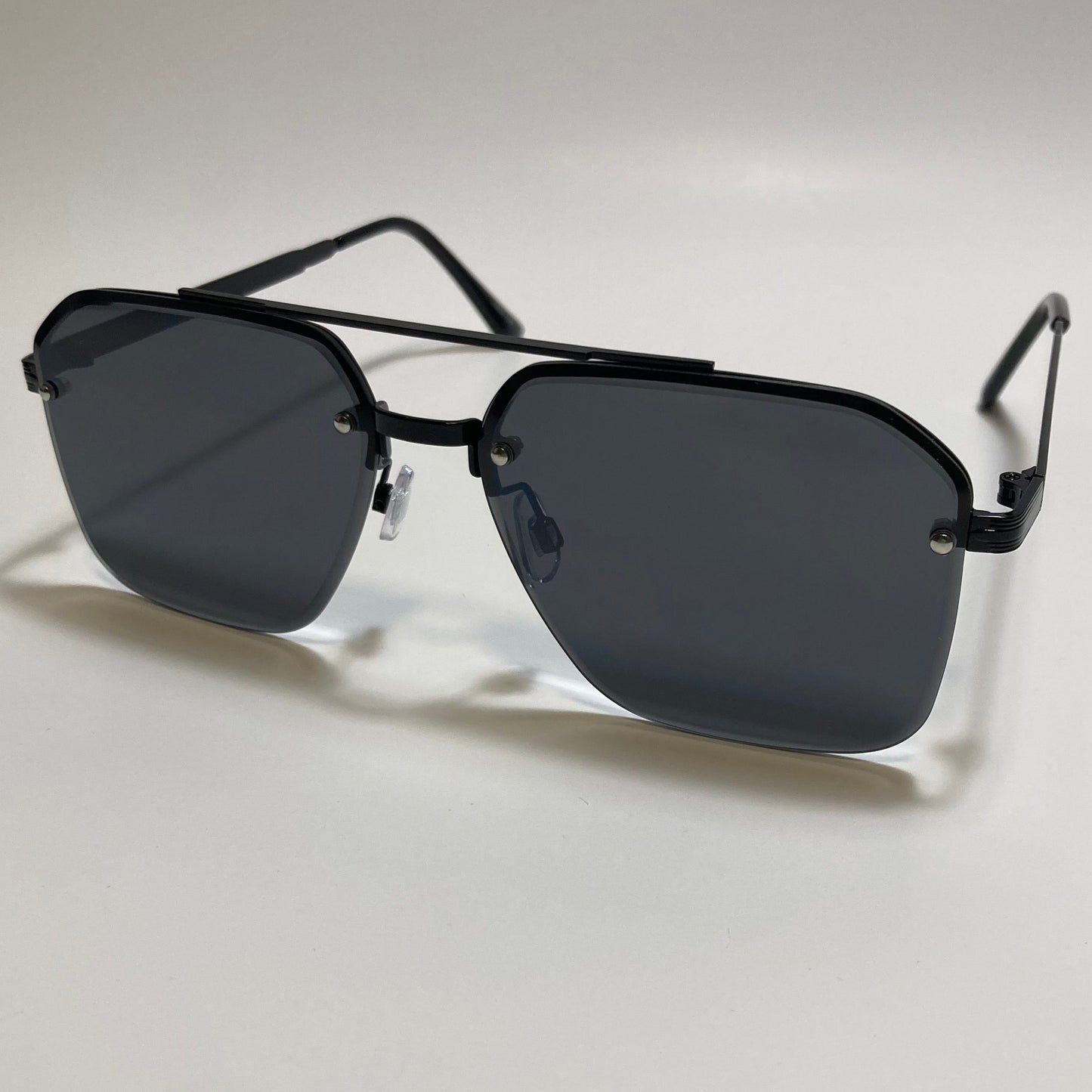 unisex black half rim aviator sunglasses