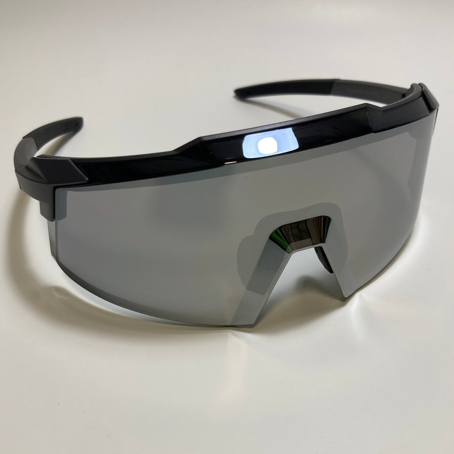 womens and mens sport cycling sunglasses with mirrored silver lens and black frame