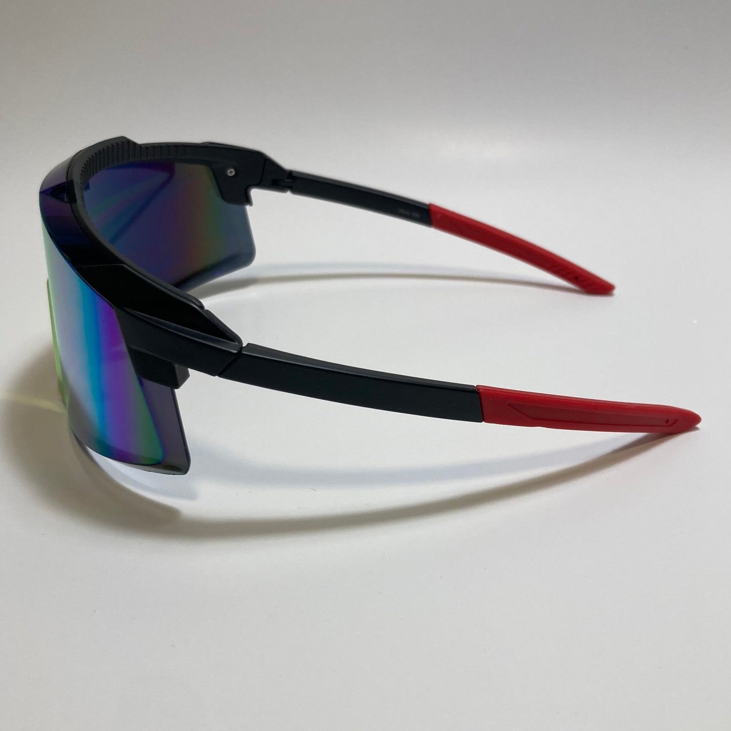 womens and mens sport cycling sunglasses with mirrored orange lens and black and red frame