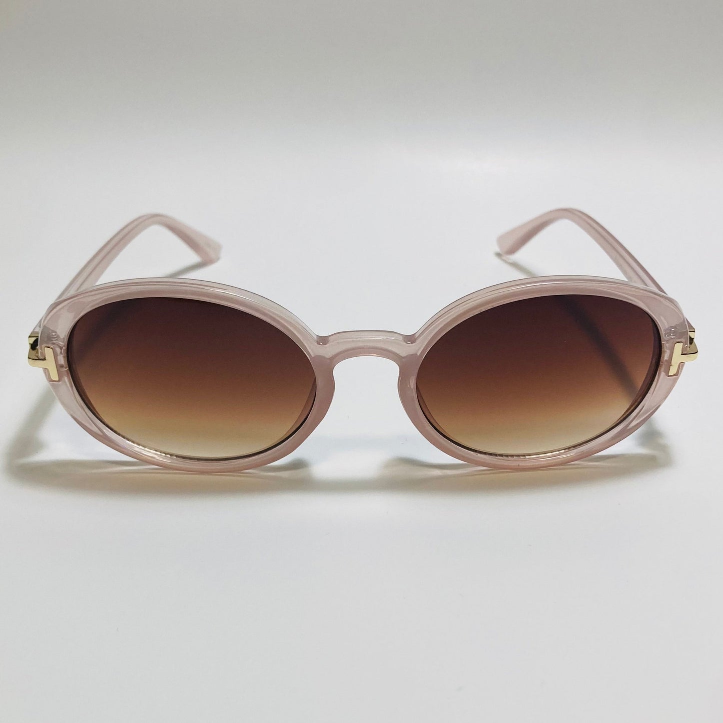 pink and brown round womens sunglasses