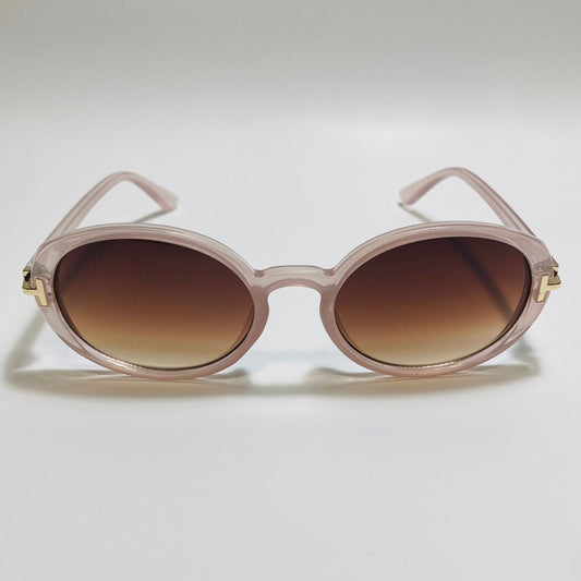 pink and brown round womens sunglasses