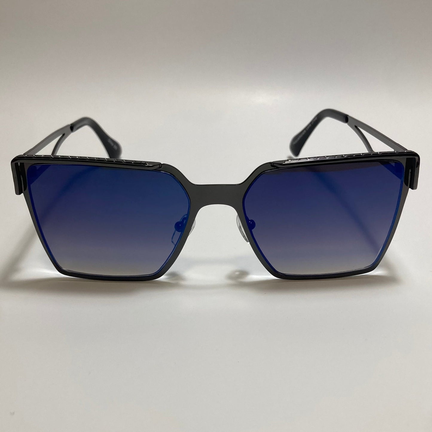 womens black and blue square sunglasses