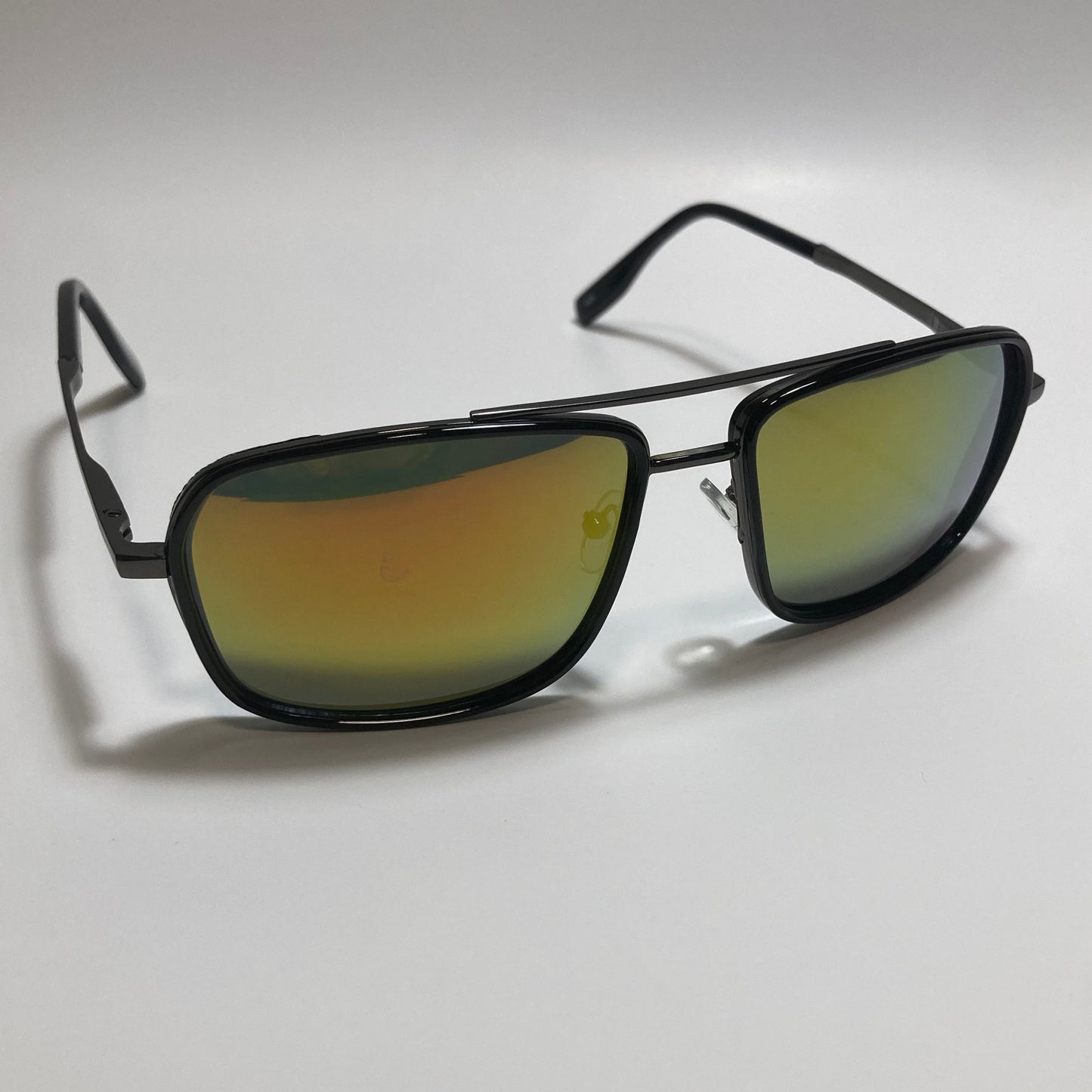 mens and womens black and orange mirrored aviator sunglasses