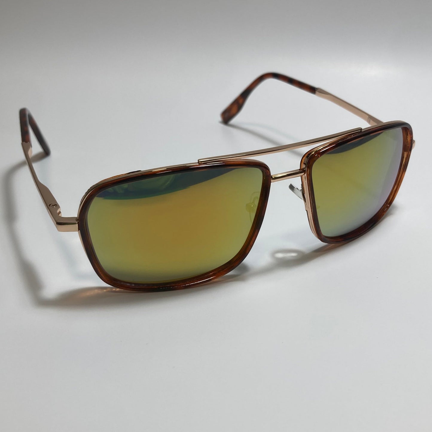mens and womens gold orange and brown mirrored aviator sunglasses