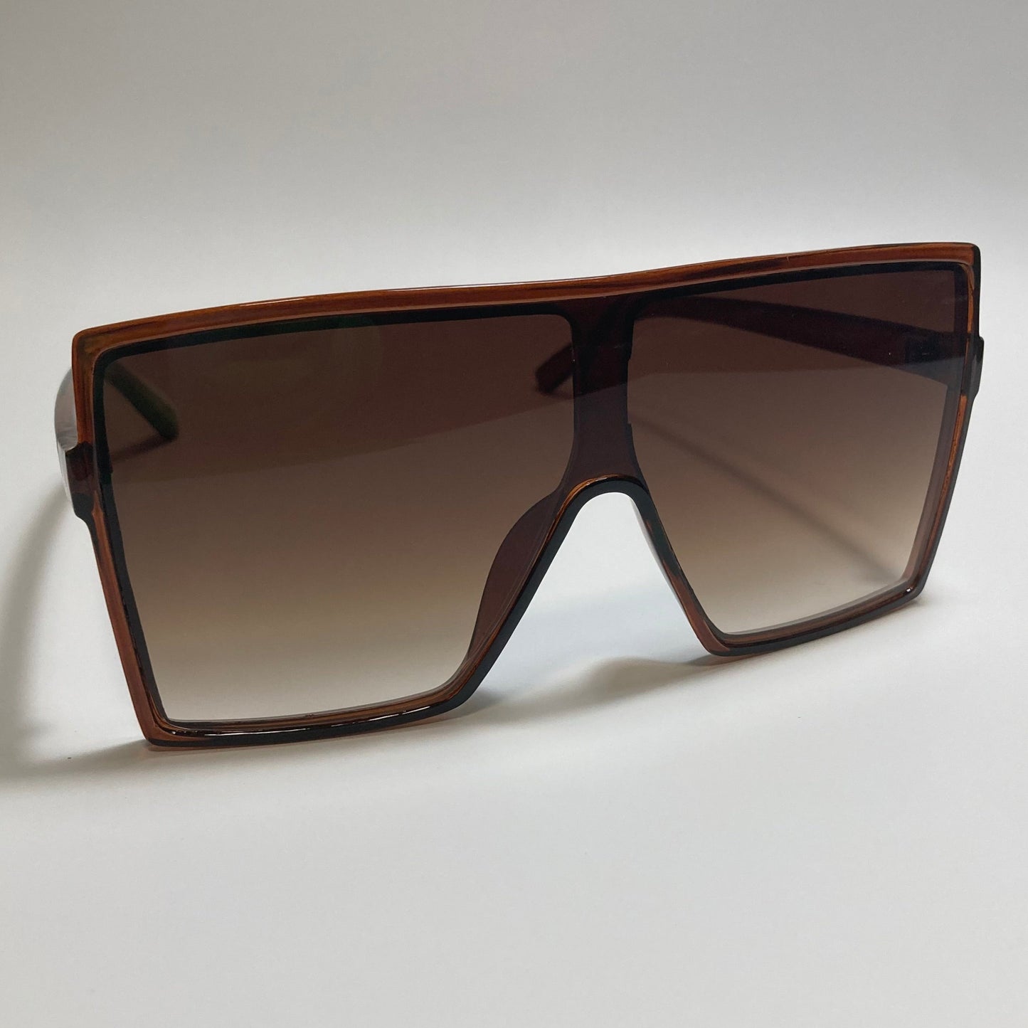 Womens oversized brown shield sunglasses