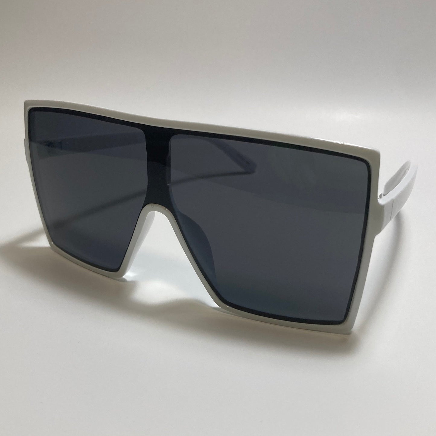 Womens oversized white and black shield sunglasses