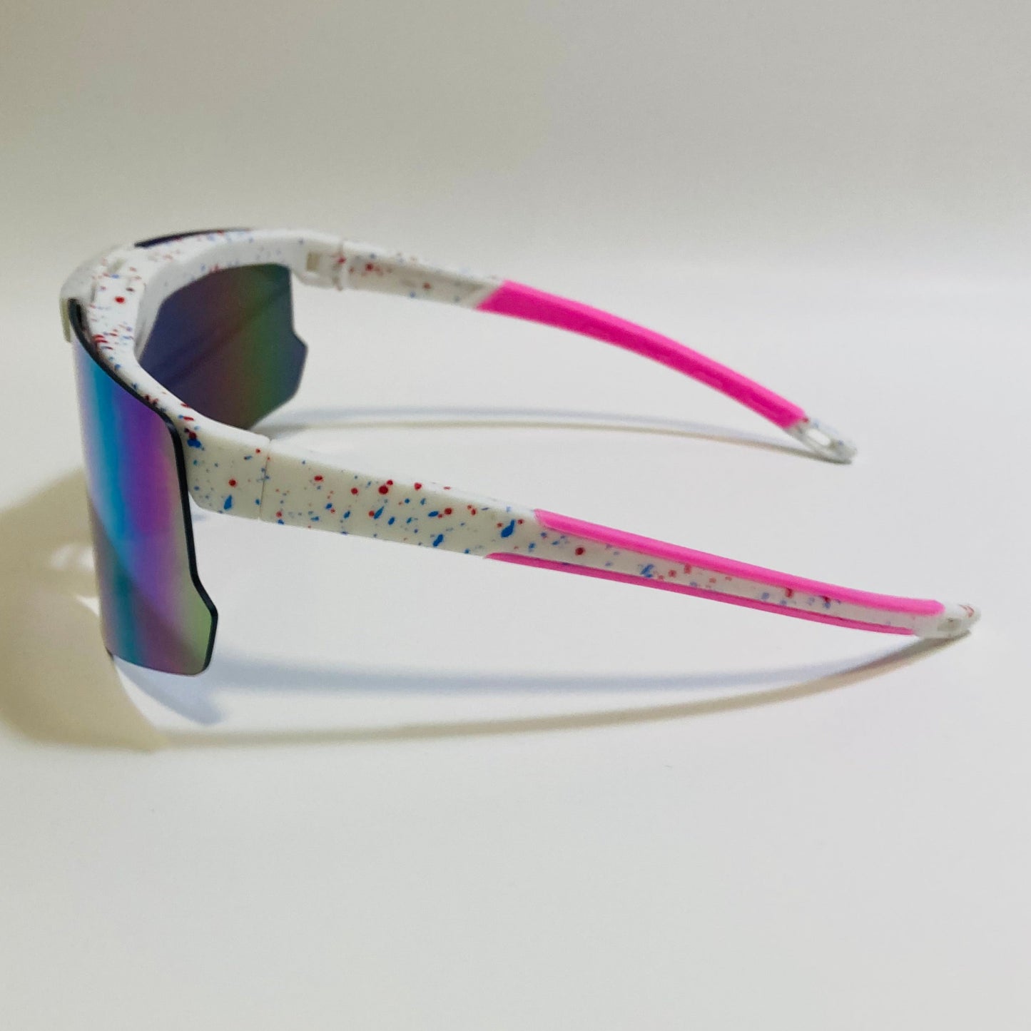 White Sport Sunglasses with Mirrored Pink Lenses