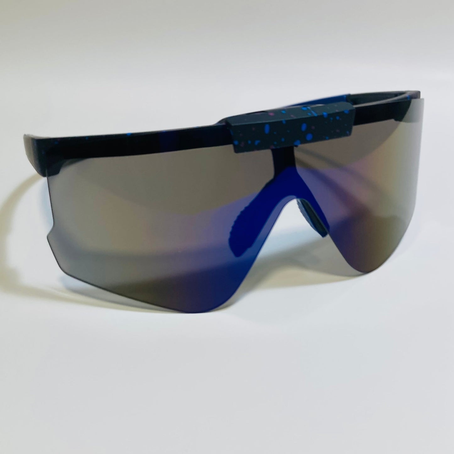 Black and blue Sport Sunglasses with Mirrored Blue Lenses