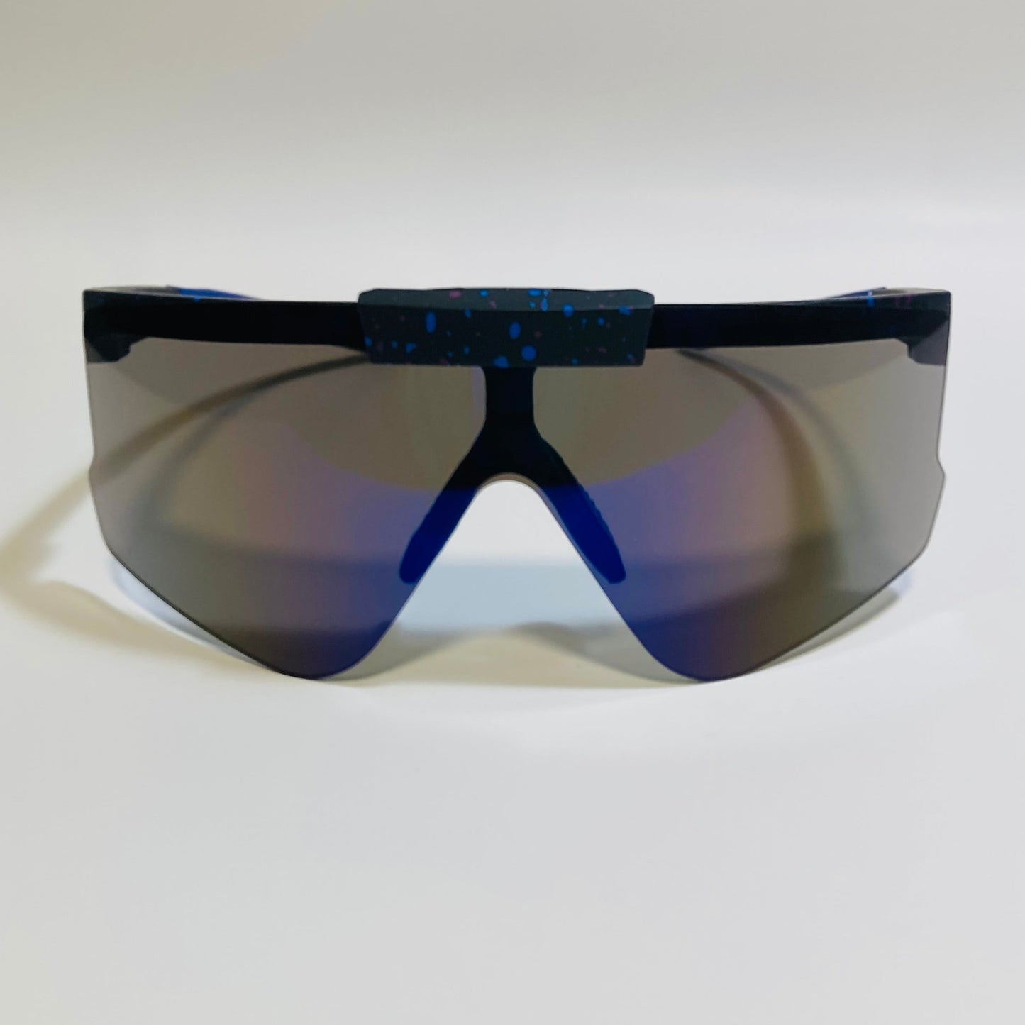 Black and blue Sport Sunglasses with Mirrored Blue Lenses