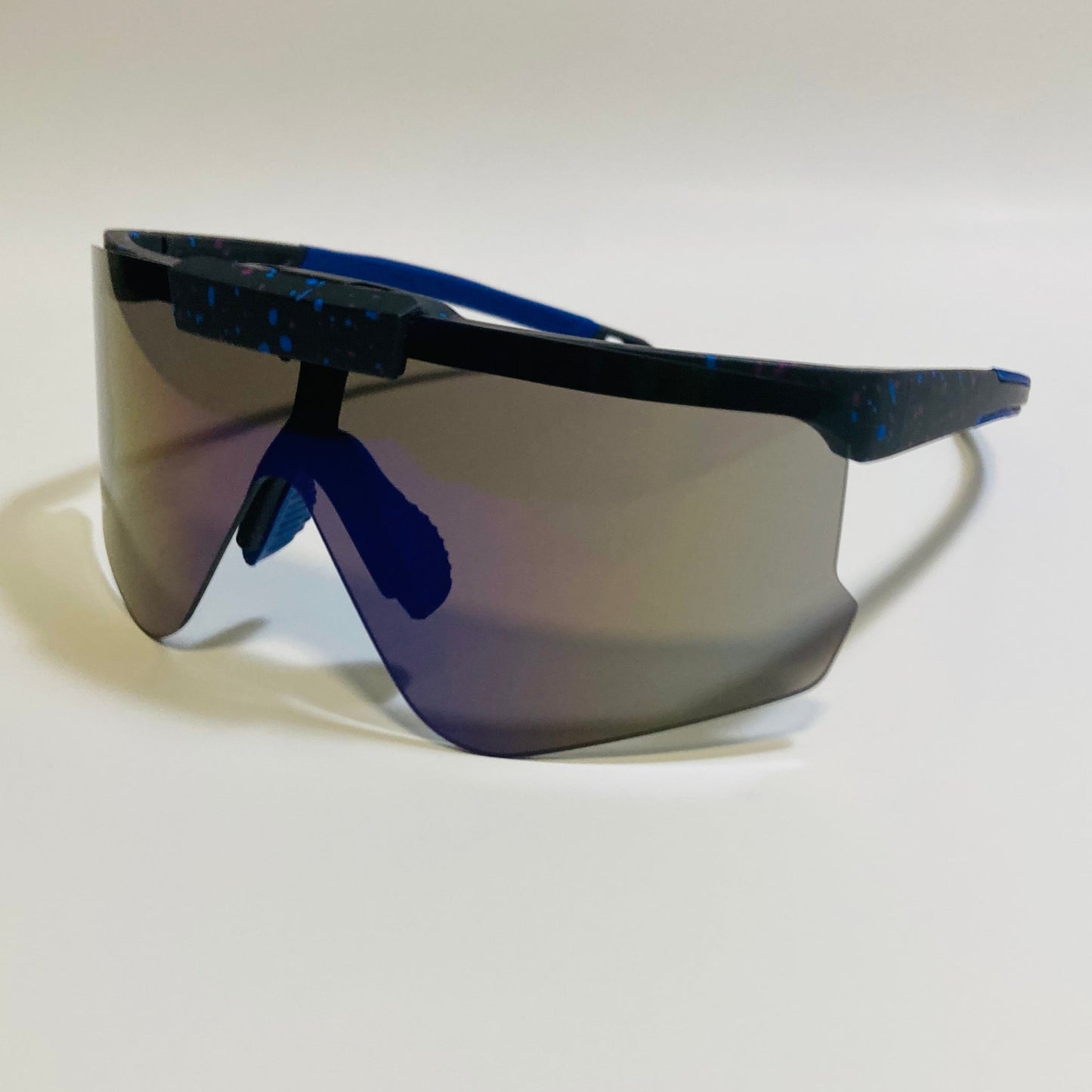 Black and blue Sport Sunglasses with Mirrored Blue Lenses