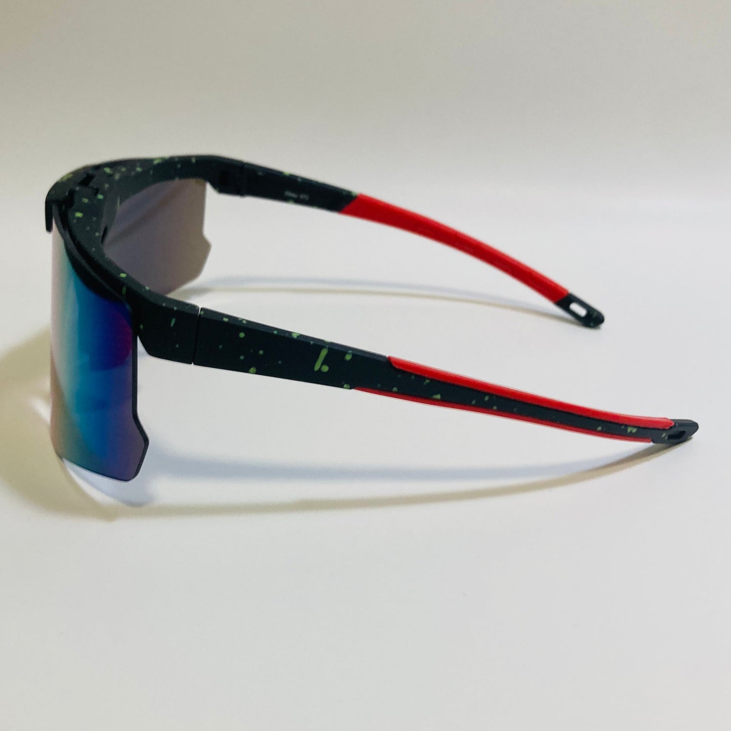 Black and red Sport Sunglasses with Mirrored Yellow Lenses