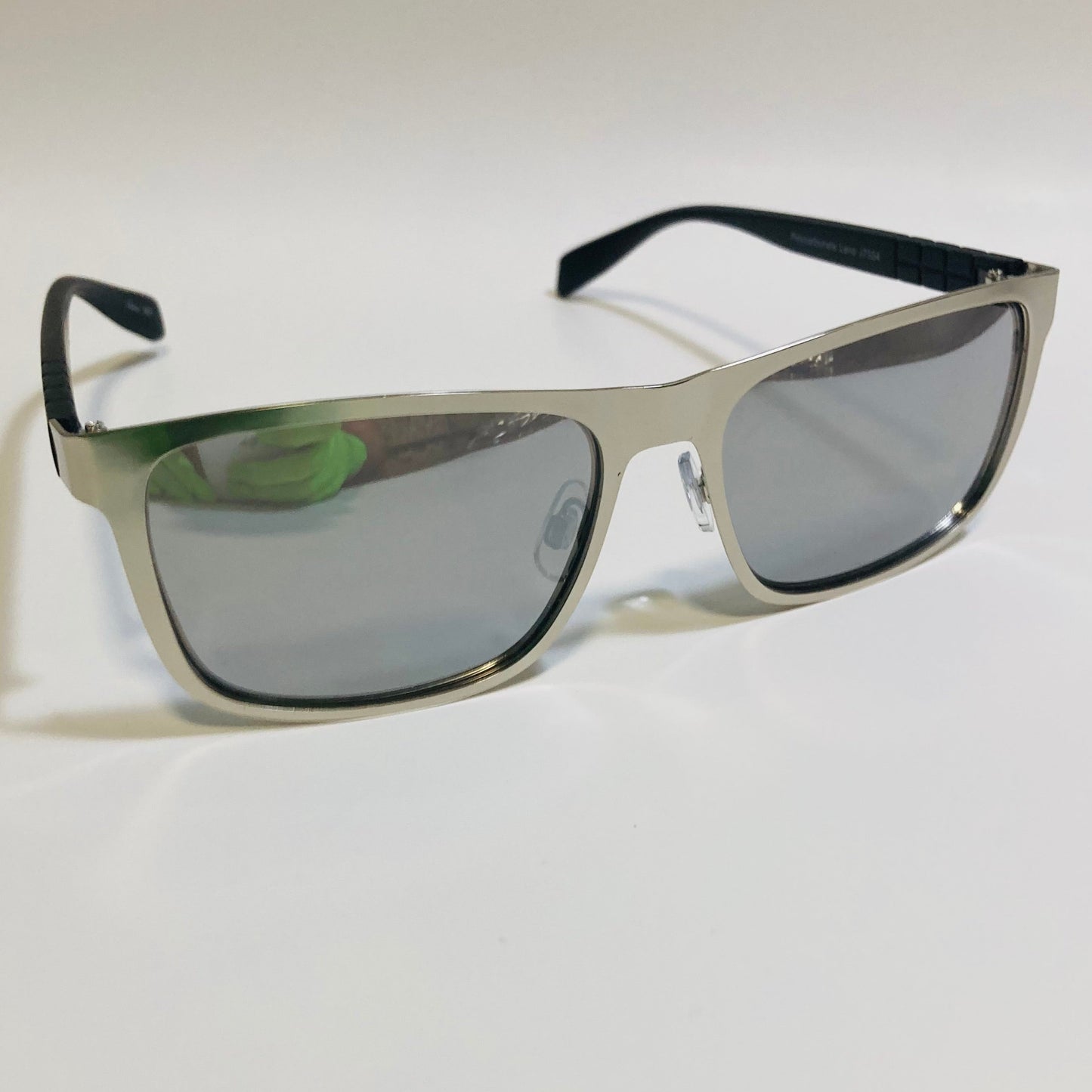 mens metal frame silver mirrored rectangular sunglasses