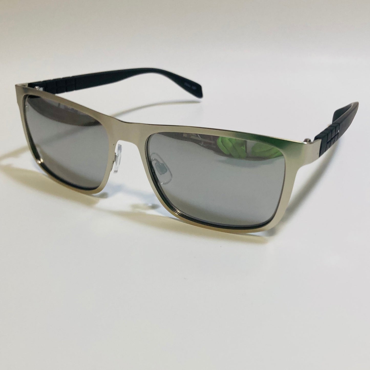 mens metal frame silver mirrored rectangular sunglasses