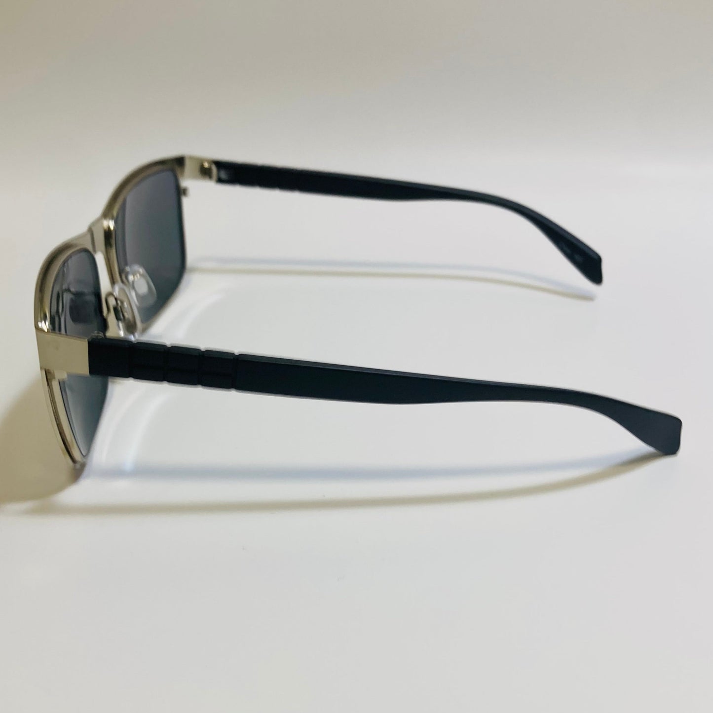 mens metal frame silver and orange mirrored rectangular sunglasses