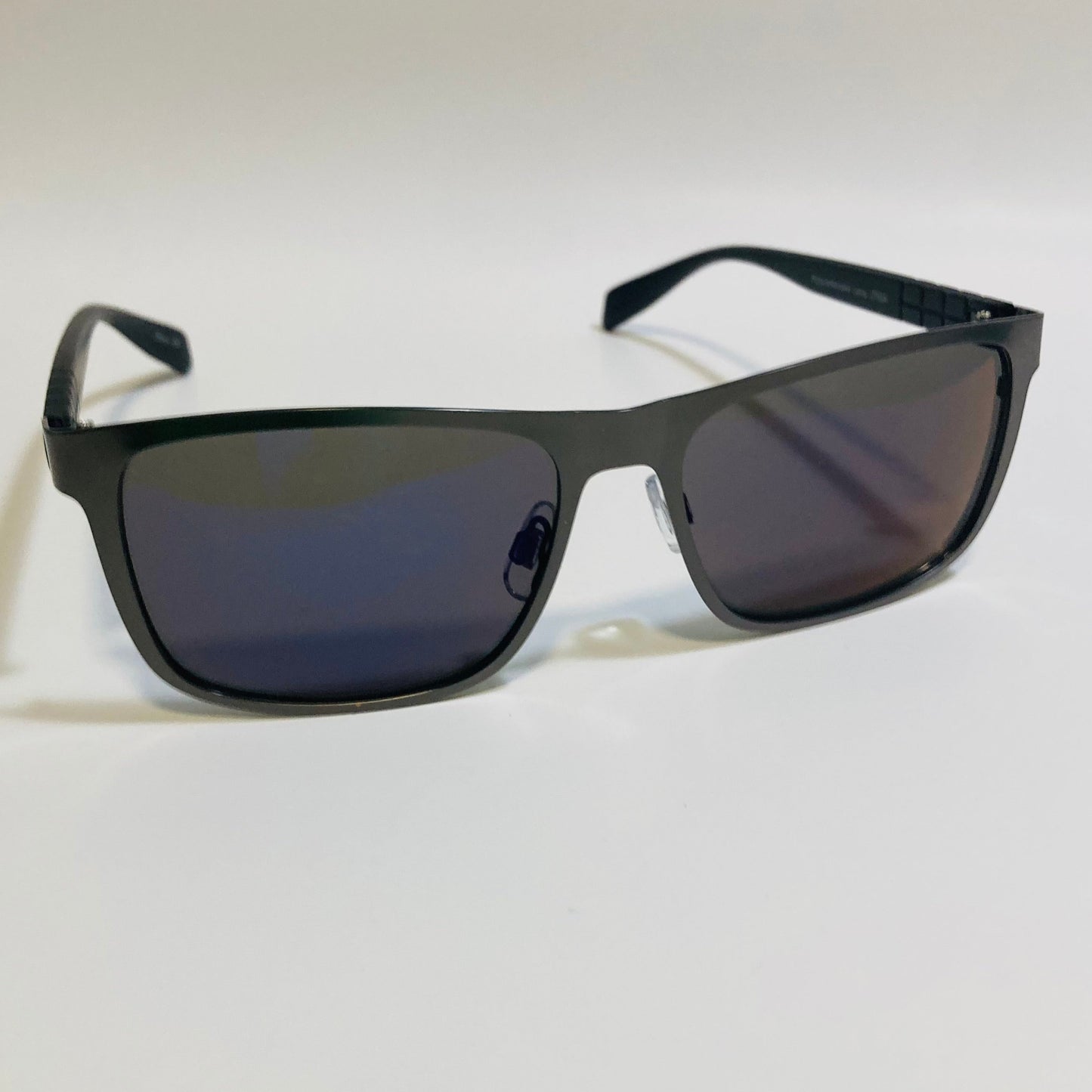 mens metal frame black and blue mirrored rectangular sunglasses
