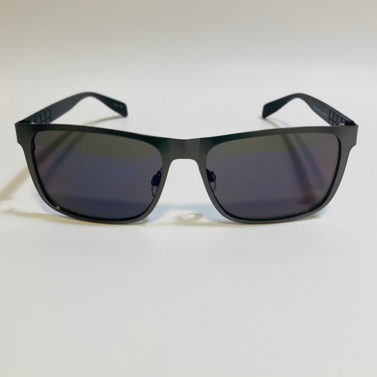 mens metal frame black and blue mirrored rectangular sunglasses