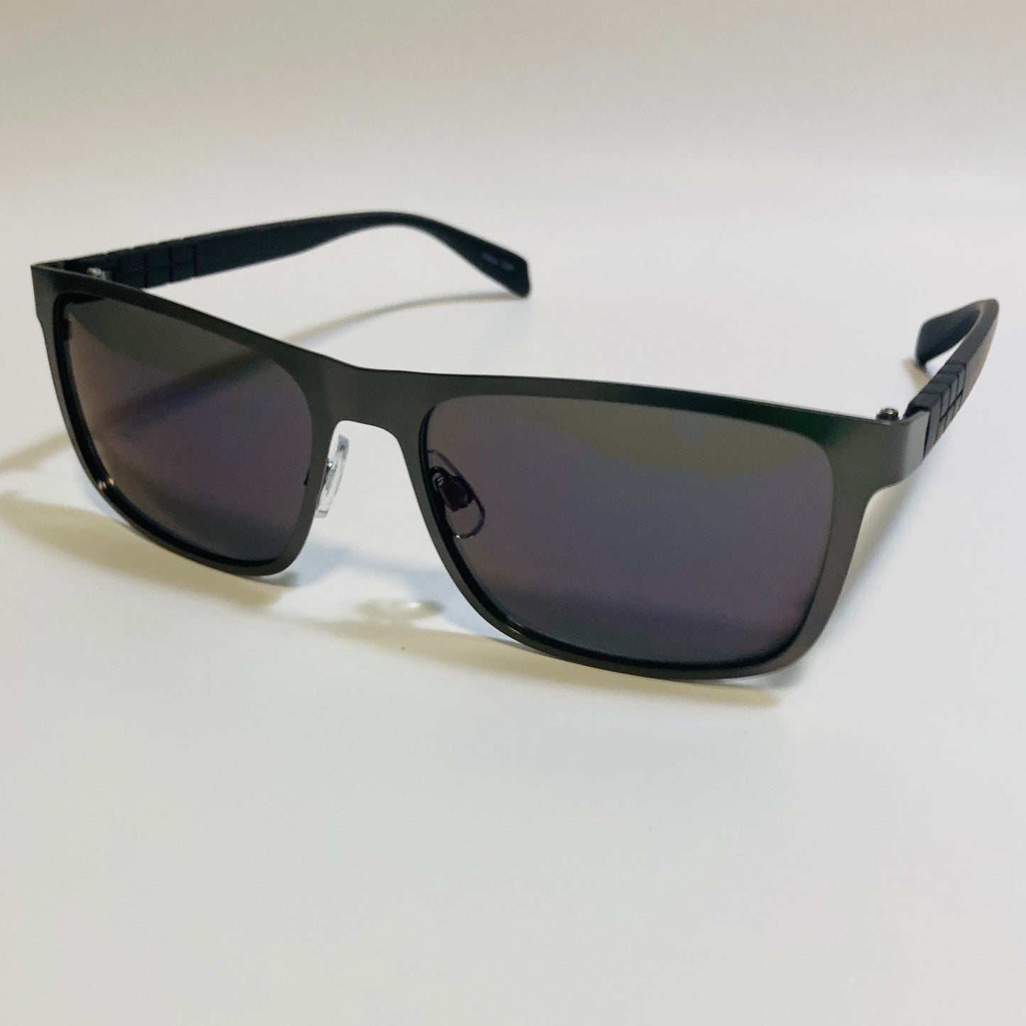 mens metal frame black and blue mirrored rectangular sunglasses