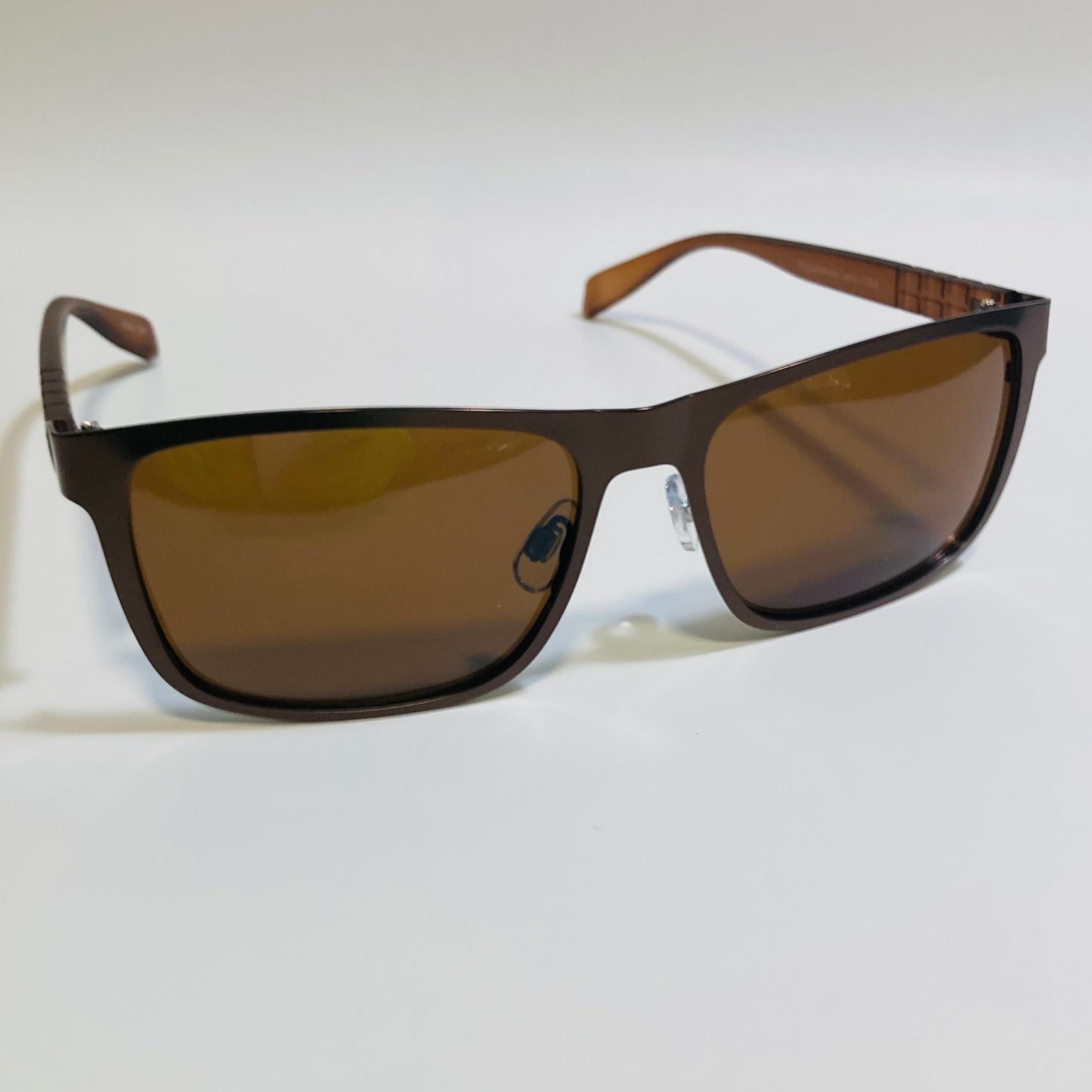 mens metal frame brown rectangular sunglasses