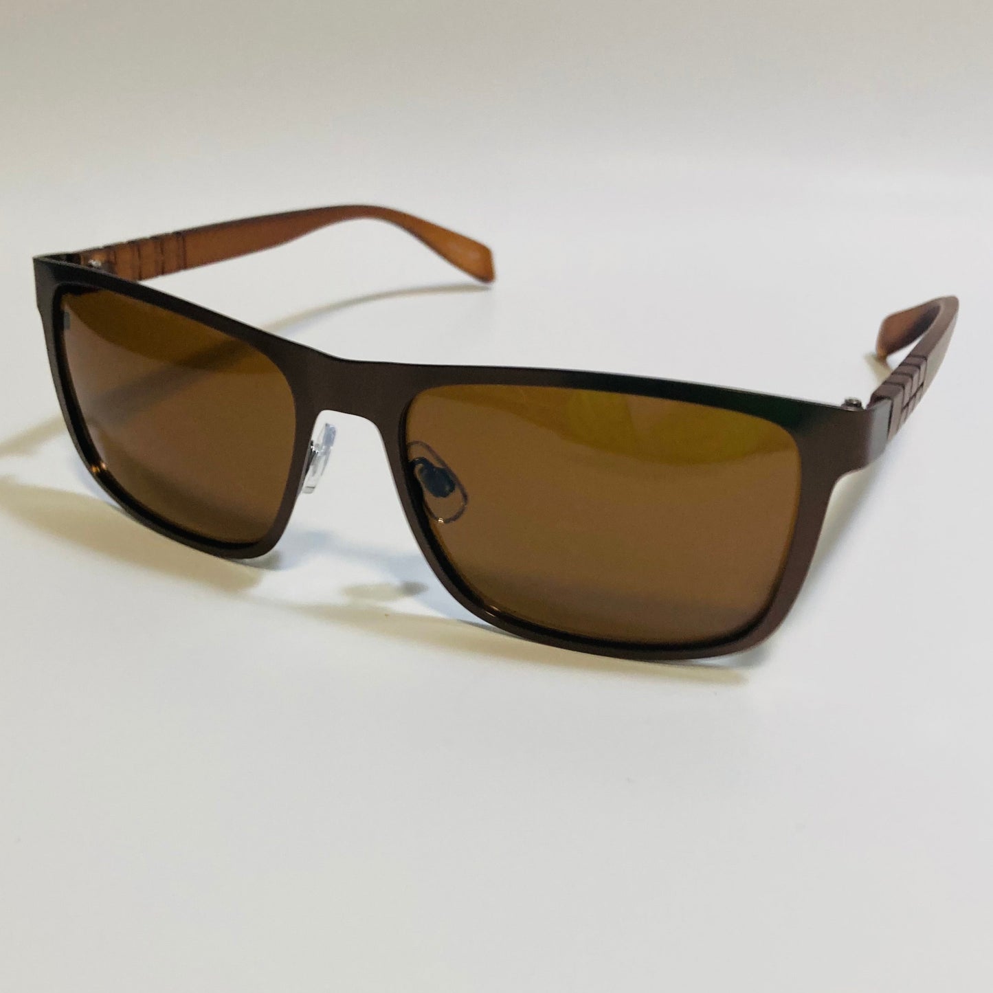 mens metal frame brown rectangular sunglasses