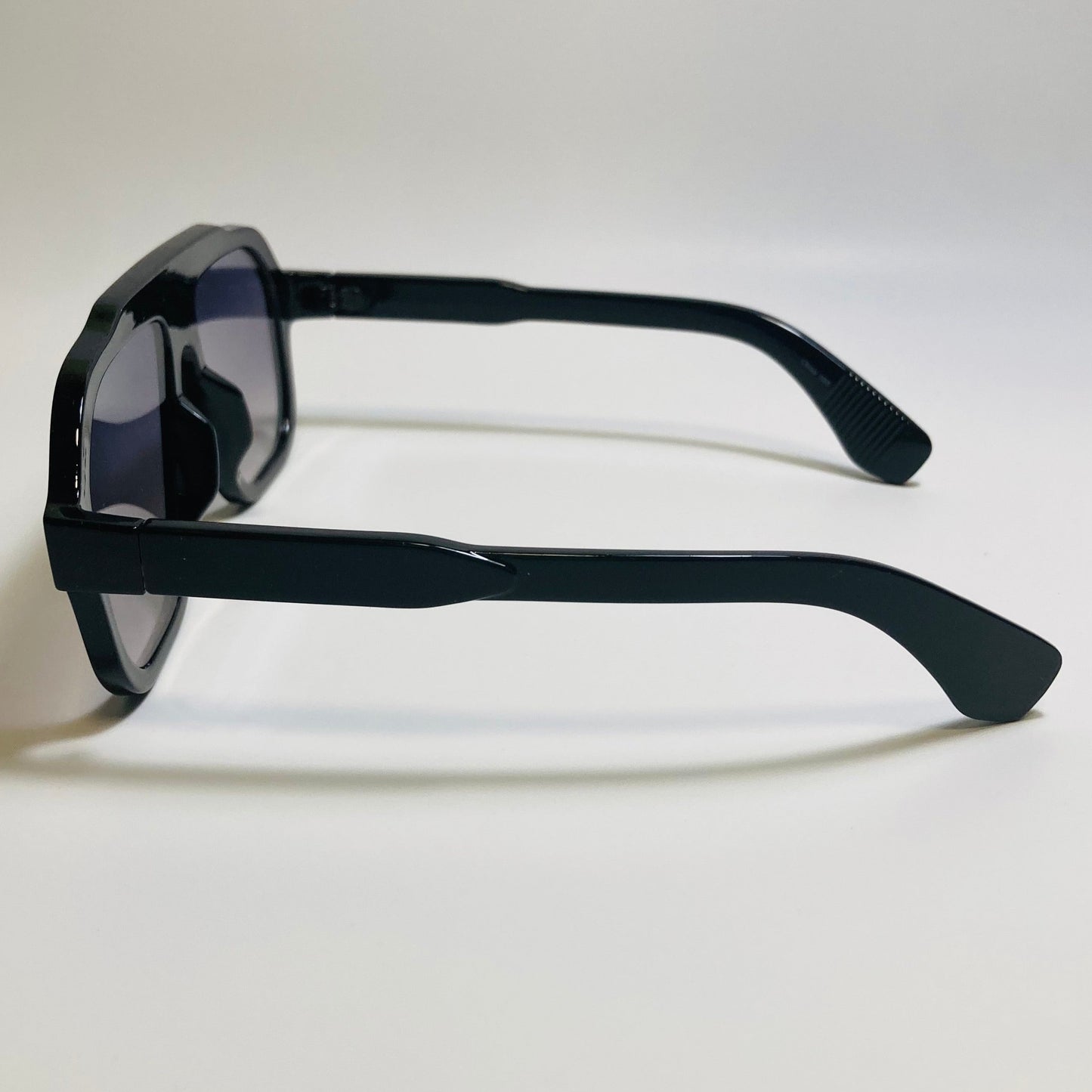 Mens and womens unisex black gold and blue square aviator 70s sunglasses