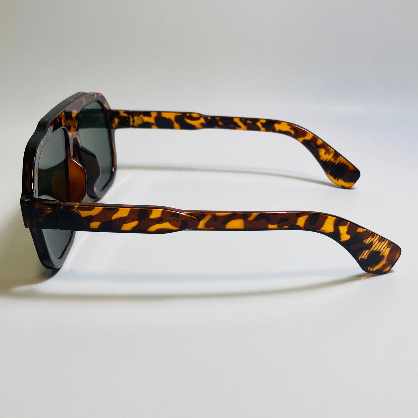 Mens and womens unisex brown gold and green square aviator 70s sunglasses