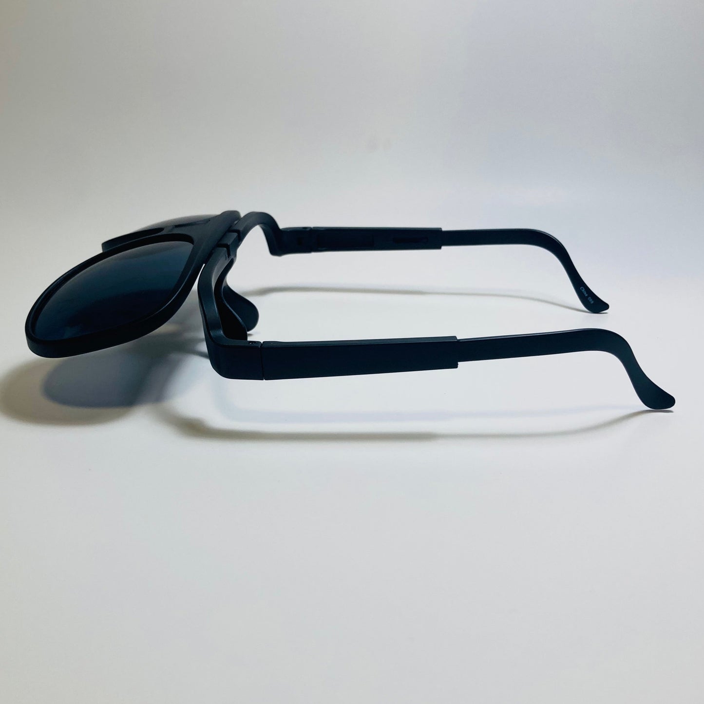 MENS matte black retro flip aviator sunglasses