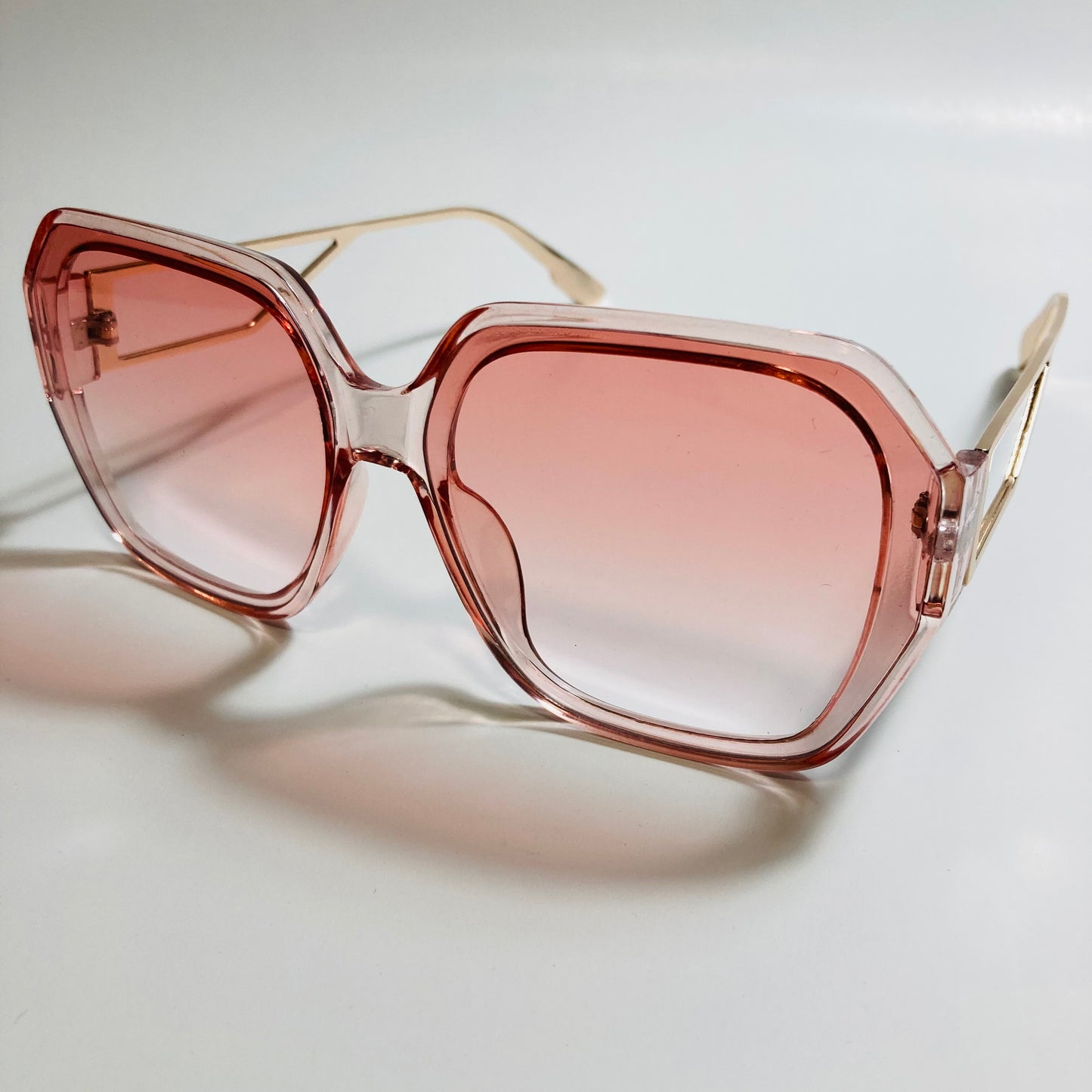 womens gold and pink oversize square sunglasses