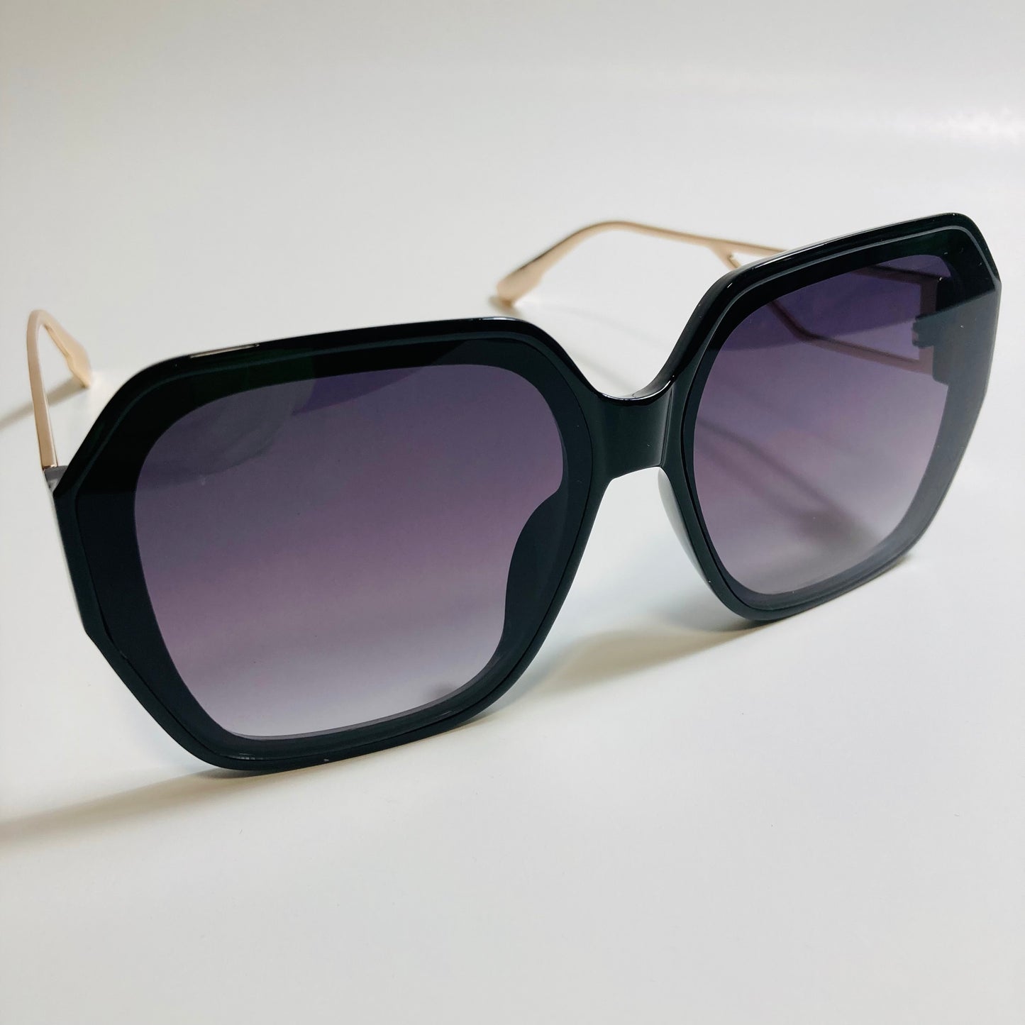 womens gold and black oversize square sunglasses