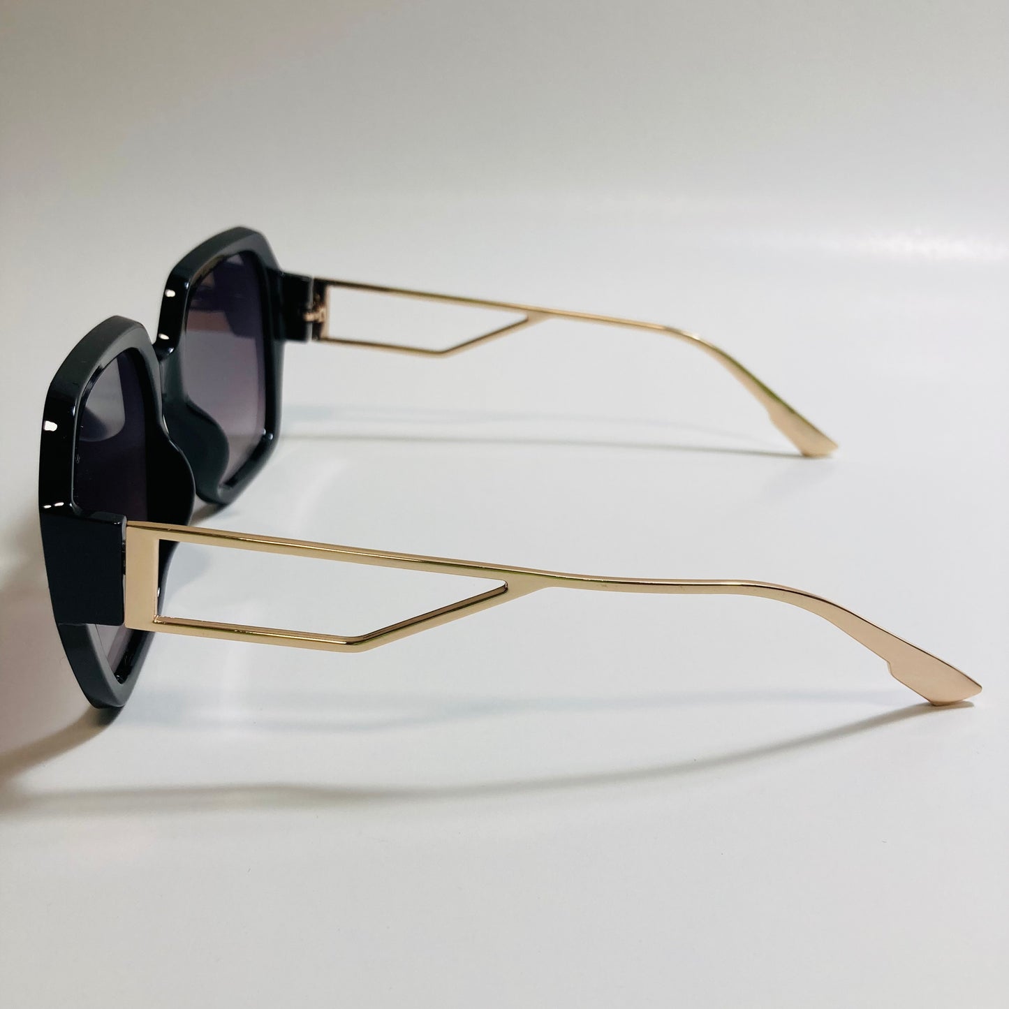 womens gold and black oversize square sunglasses